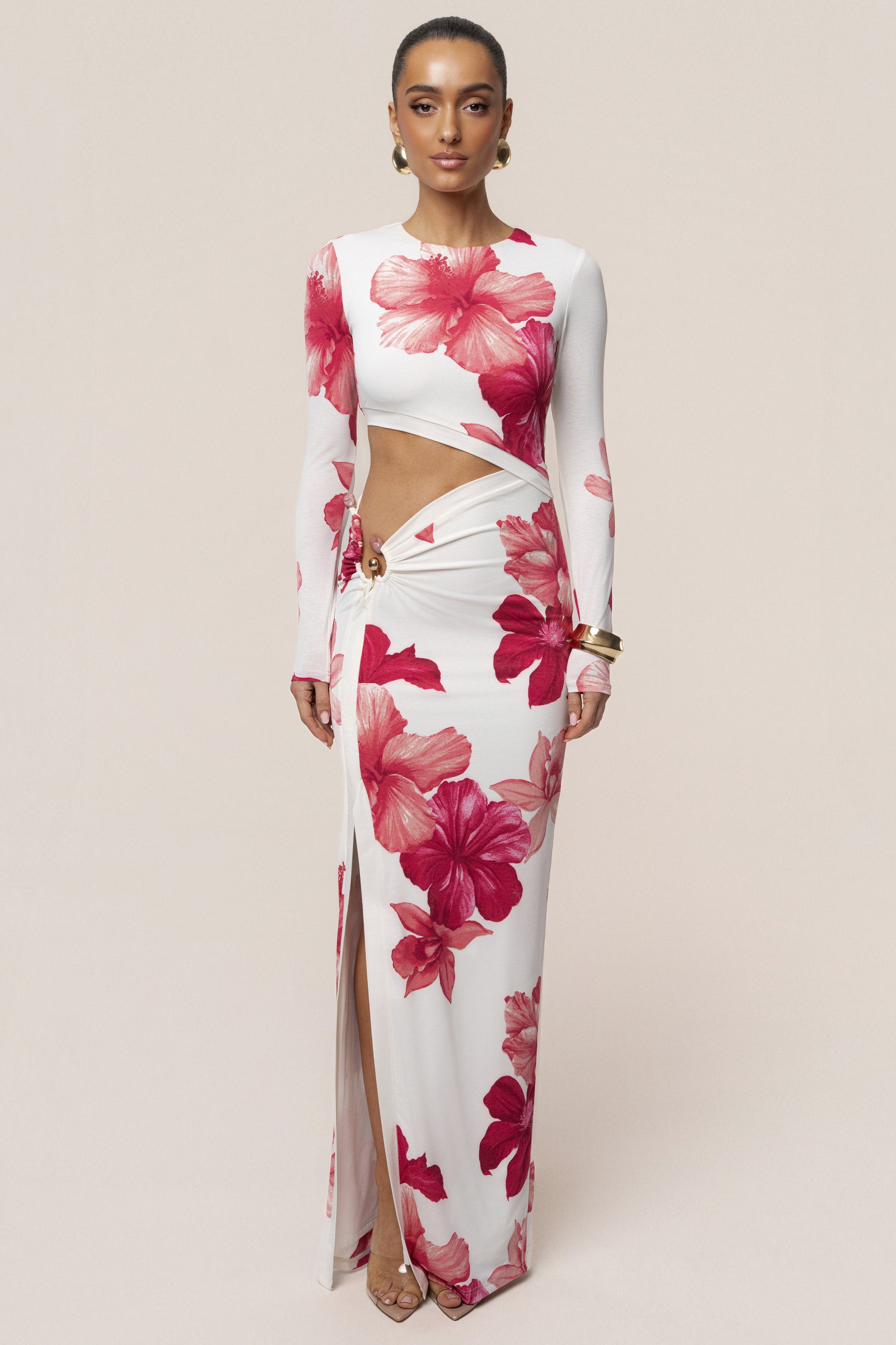 Red Floral Garden Oasis Maxi Dress JLUXLABEL