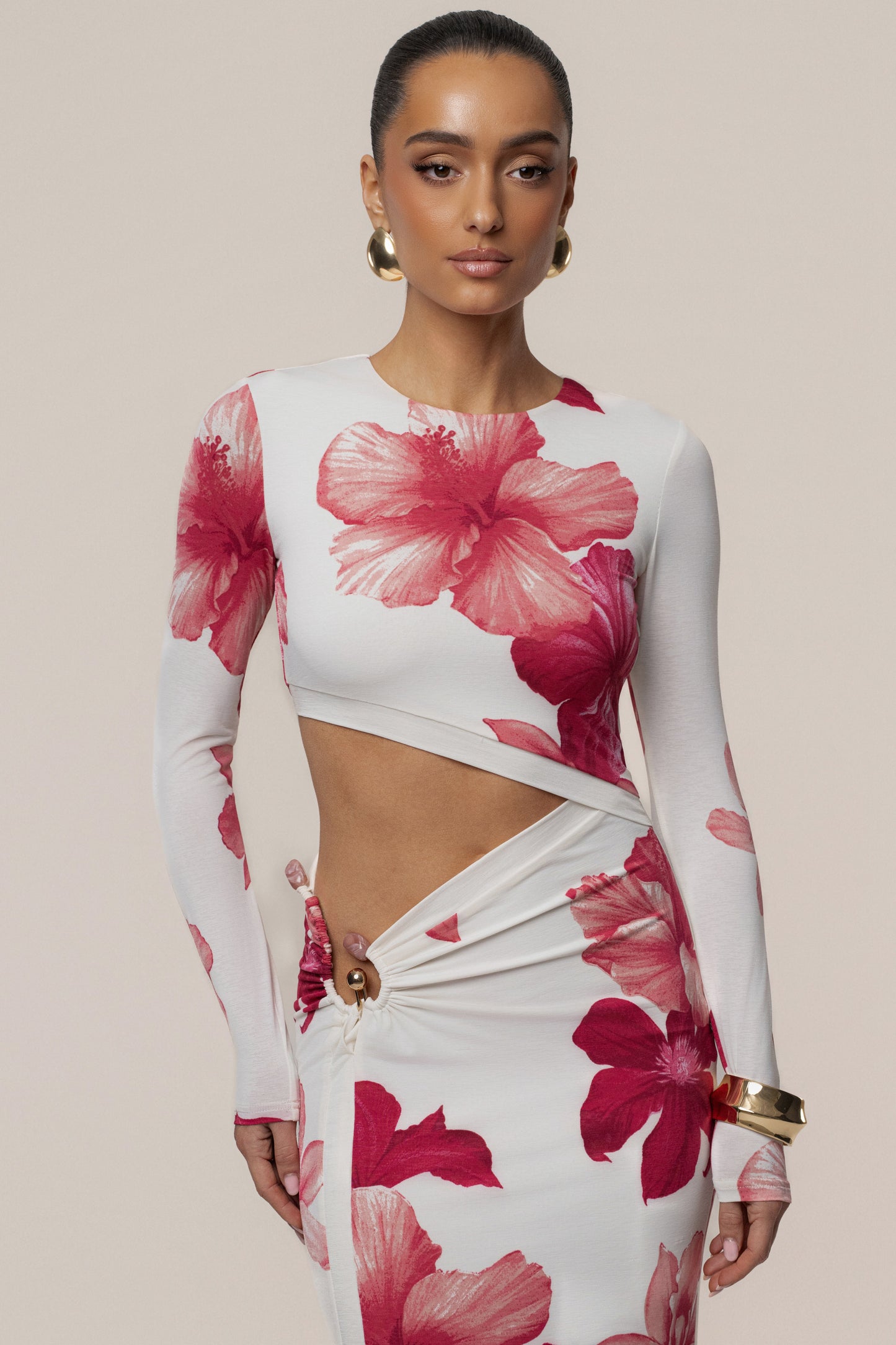 Red Floral Garden Oasis Maxi Dress JLUXLABEL