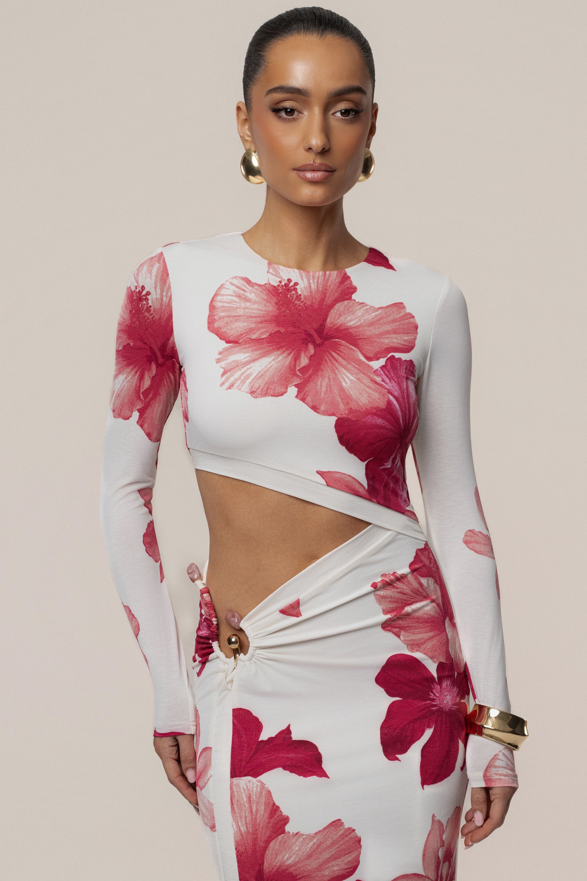 Red Floral Garden Oasis Maxi Dress JLUXLABEL