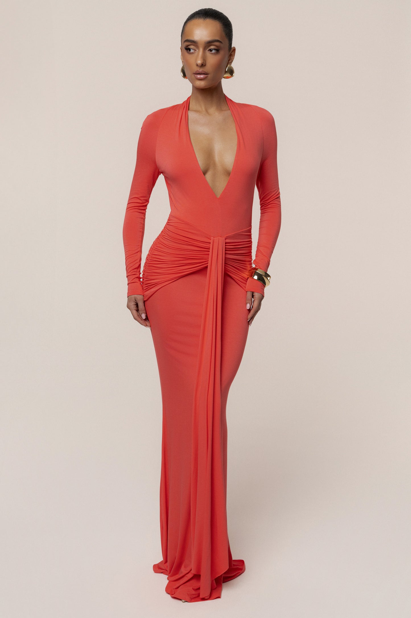 Coral All The Stars Maxi Dress JLUXLABEL