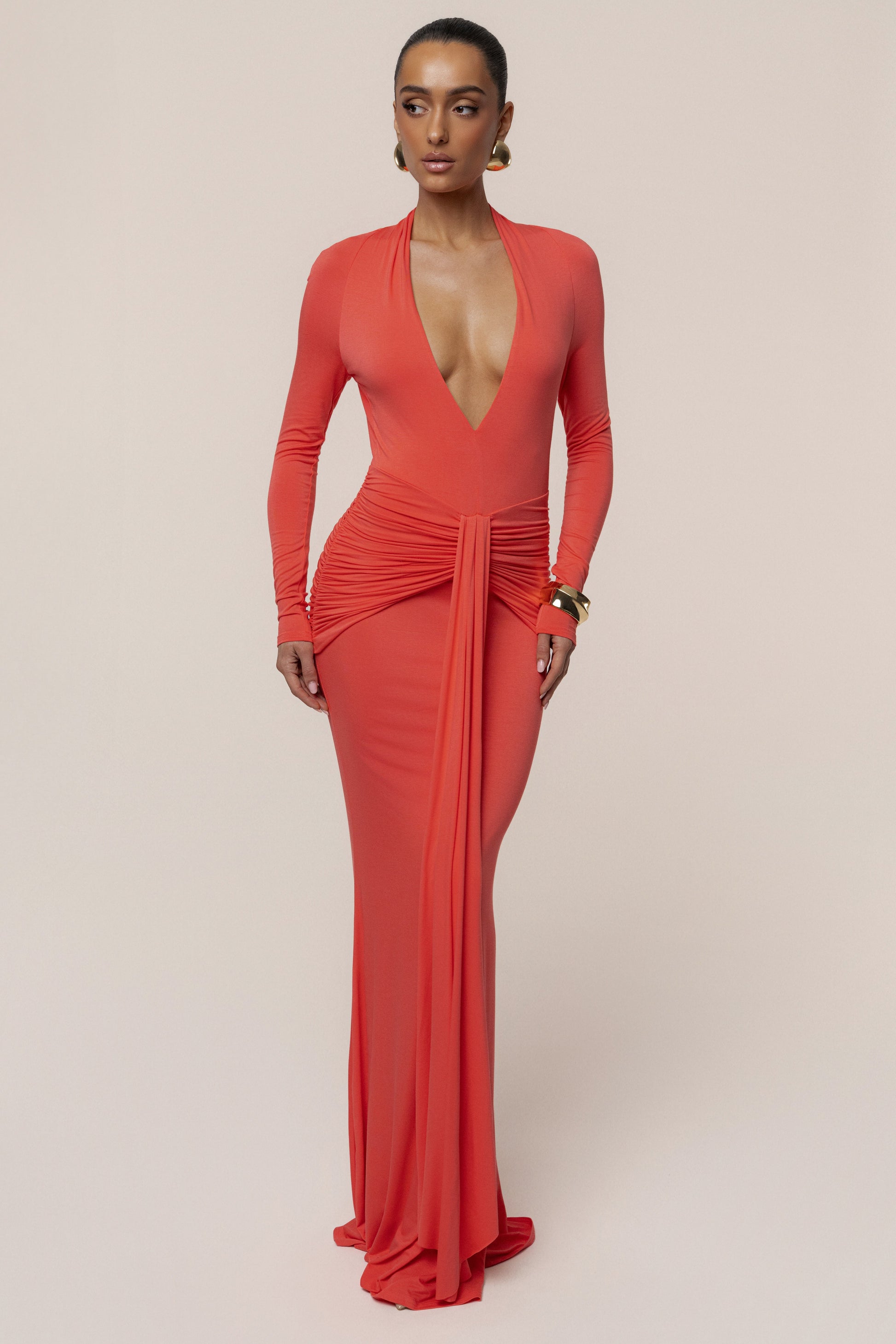 Coral All The Stars Maxi Dress JLUXLABEL