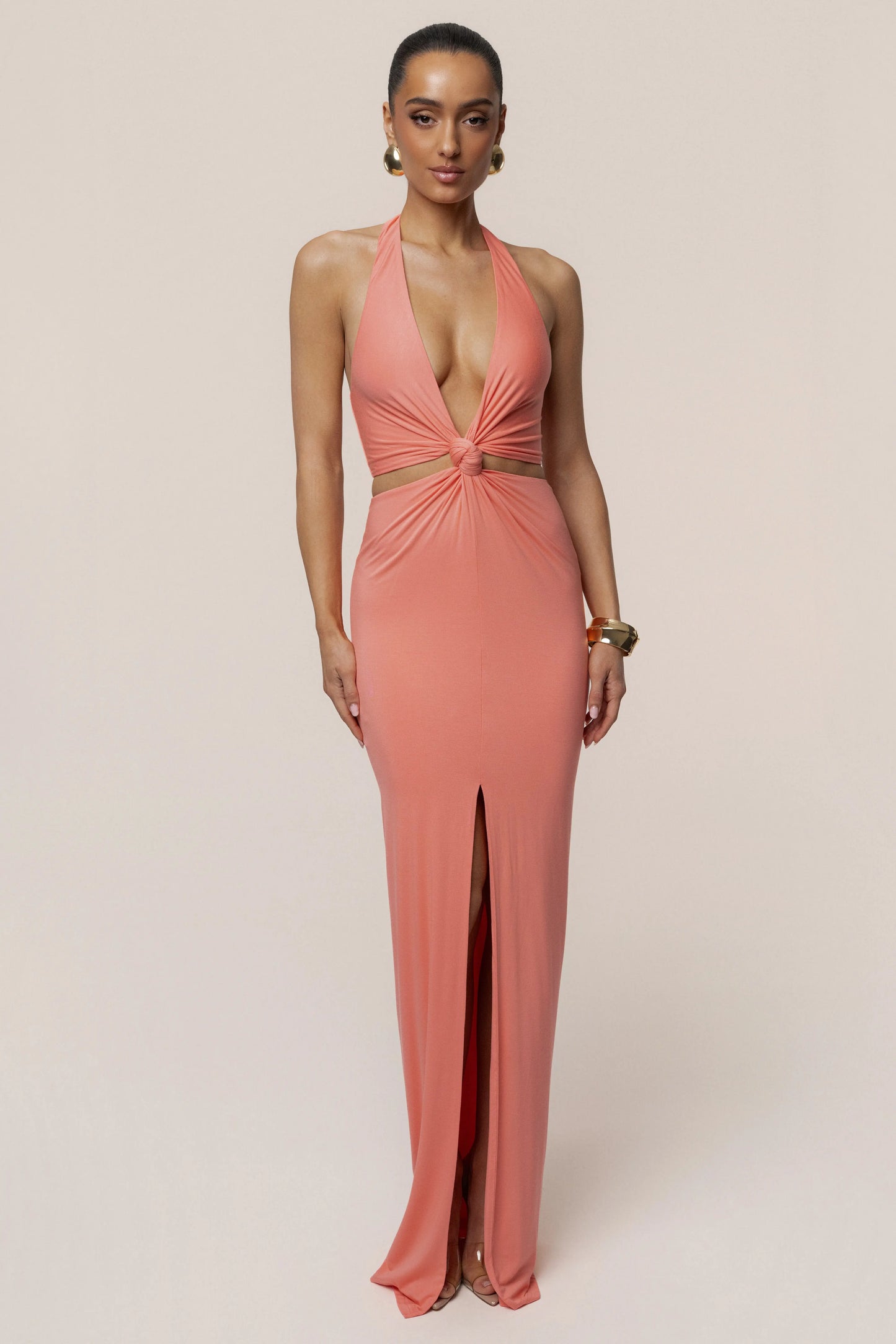 Coral Grand Evening Maxi Dress JLUXLABEL