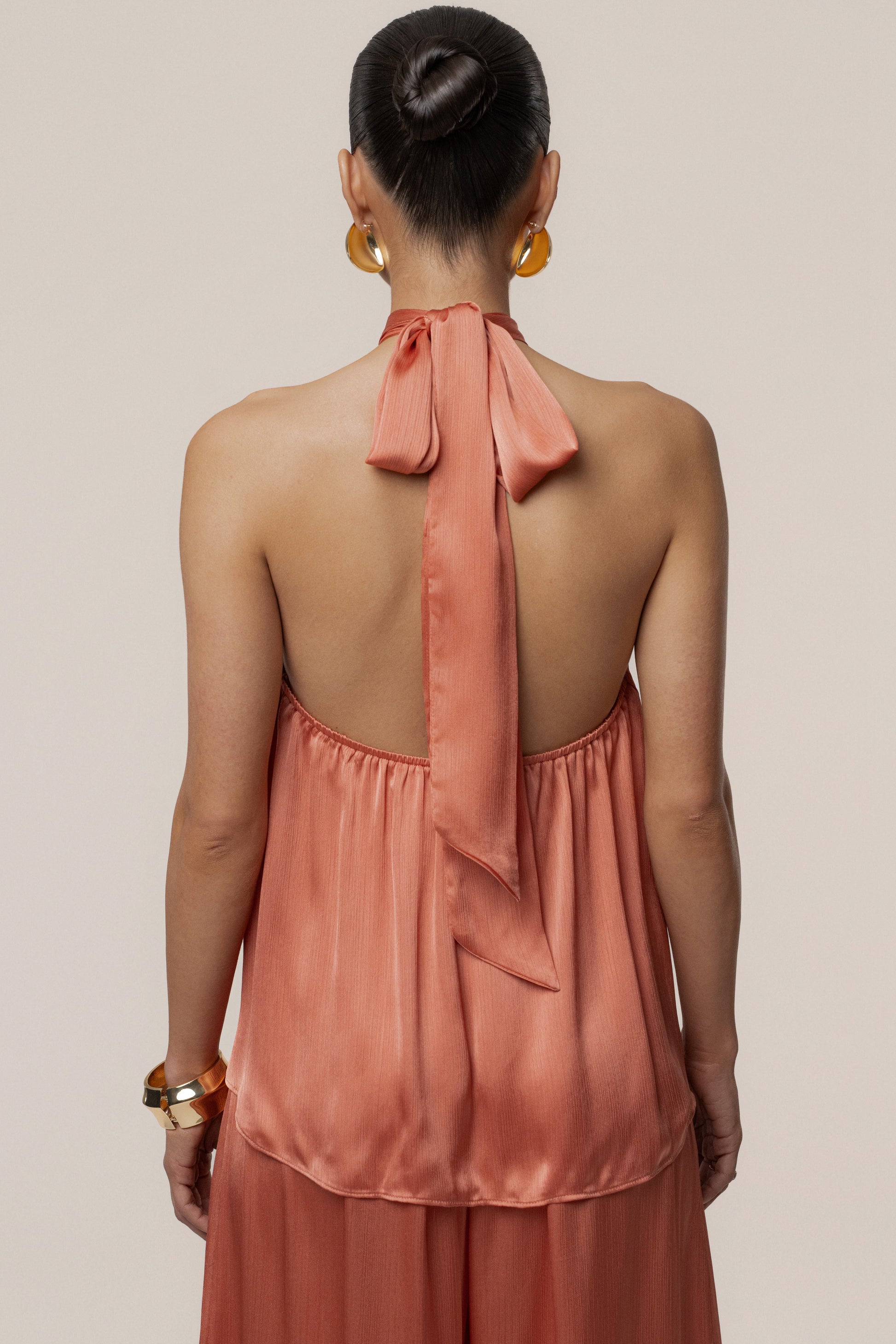 Salmon Cascade Satin Pant Set JLUXLABEL