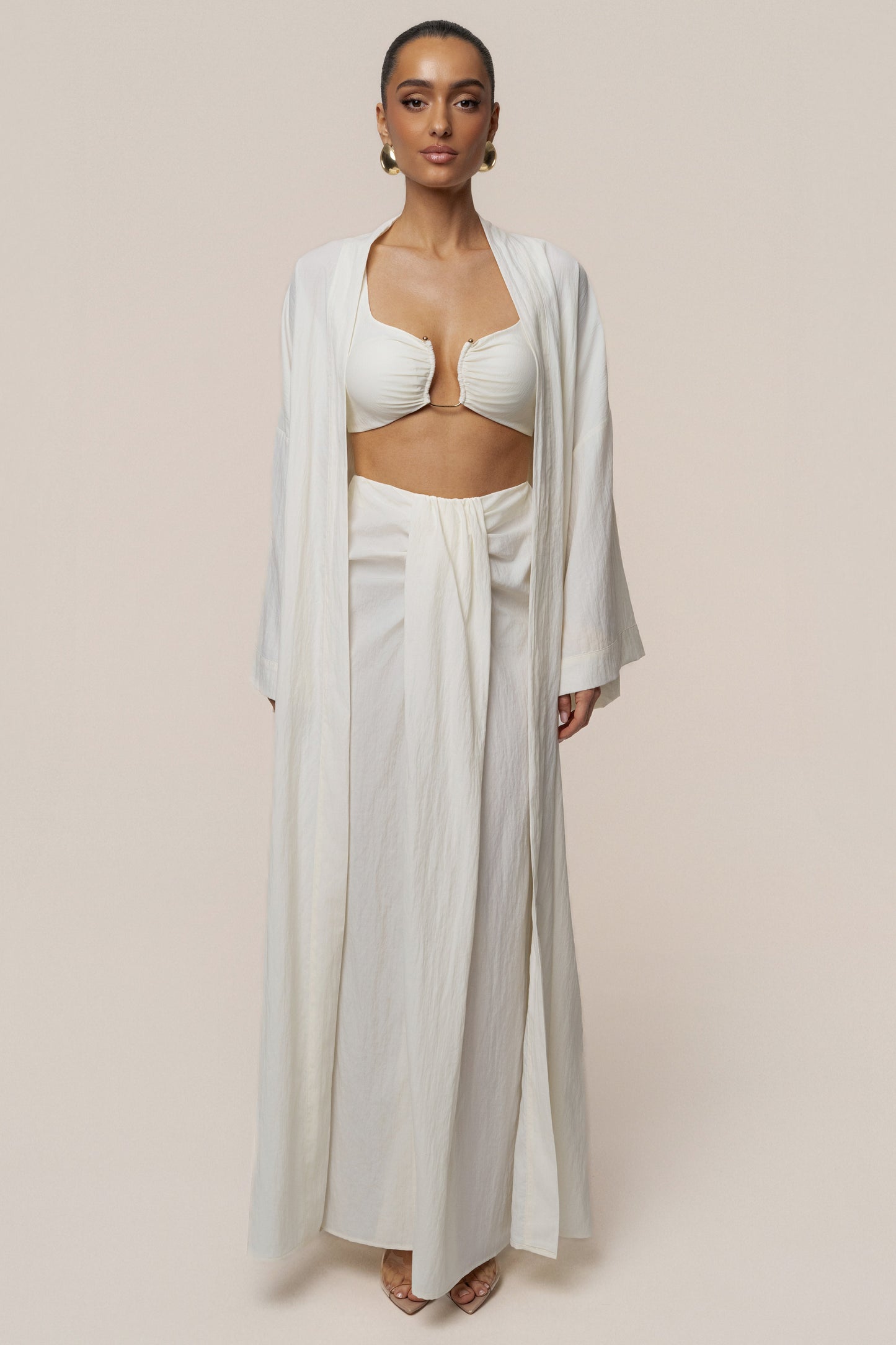 Ivory Flowing Elegance Maxi Skirt JLUXLABEL