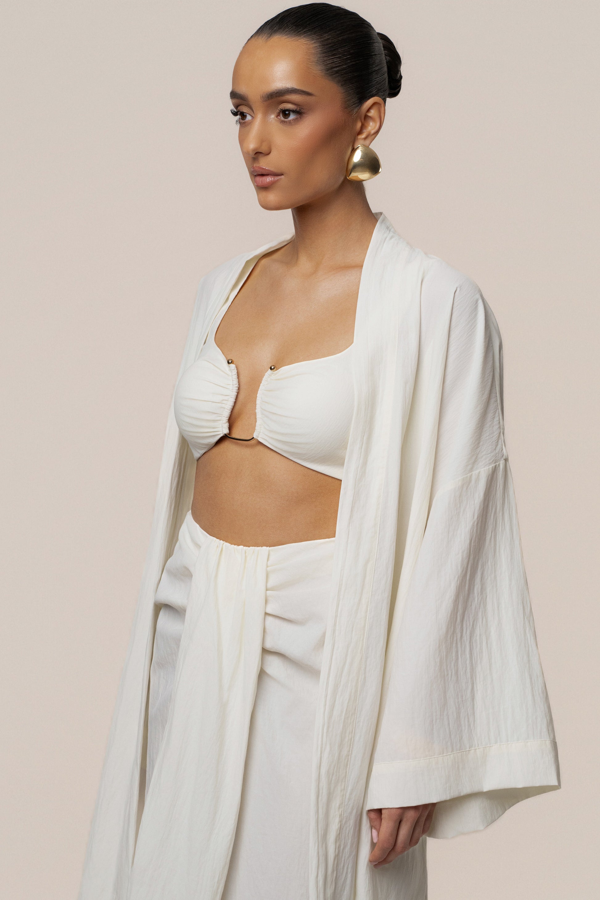 Ivory Flowing Elegance Maxi Skirt JLUXLABEL
