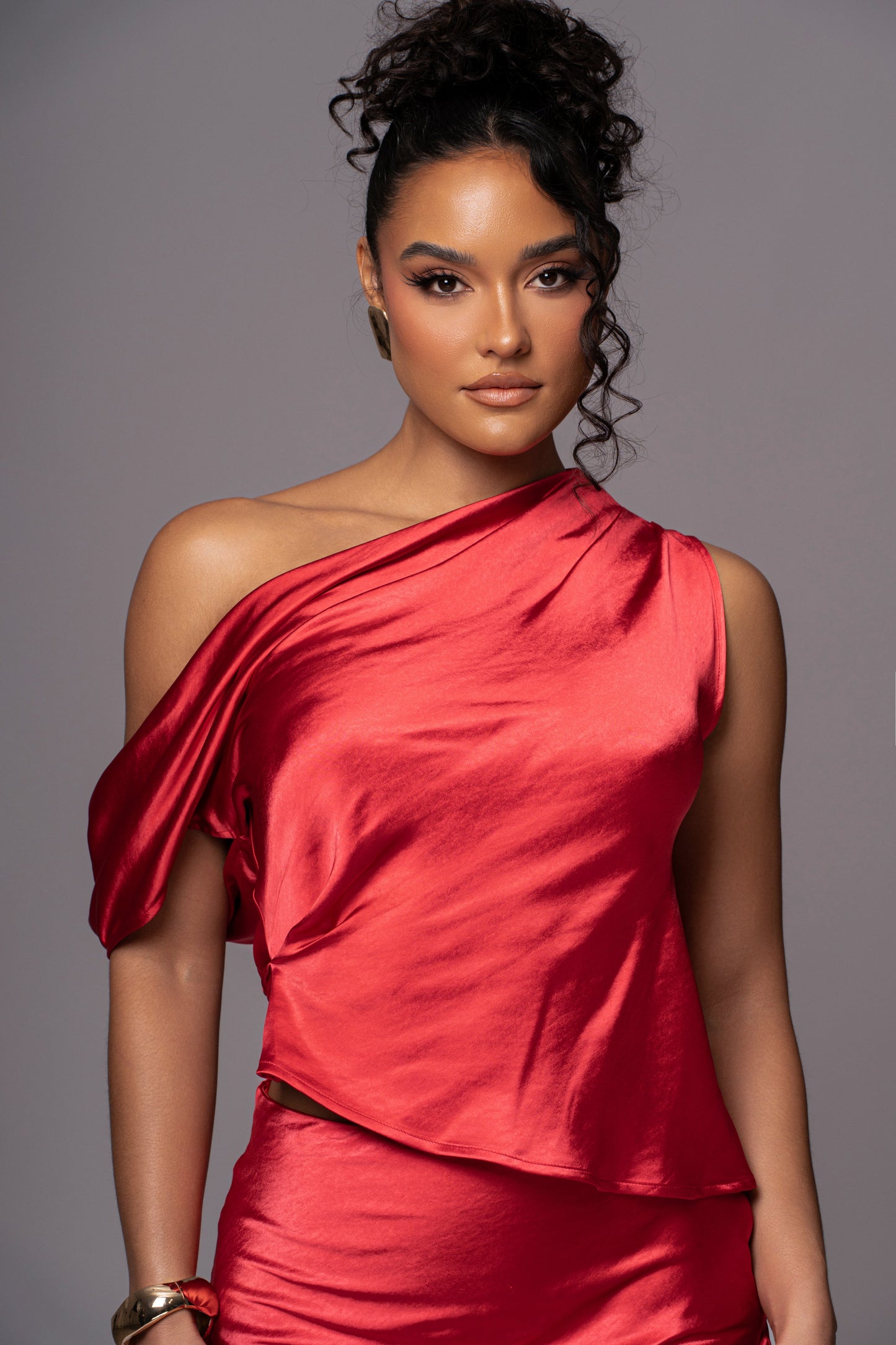 Red Rosi Asymmetrical Top