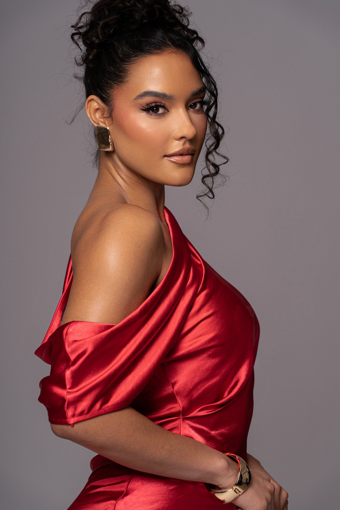 Red Rosi Asymmetrical Top
