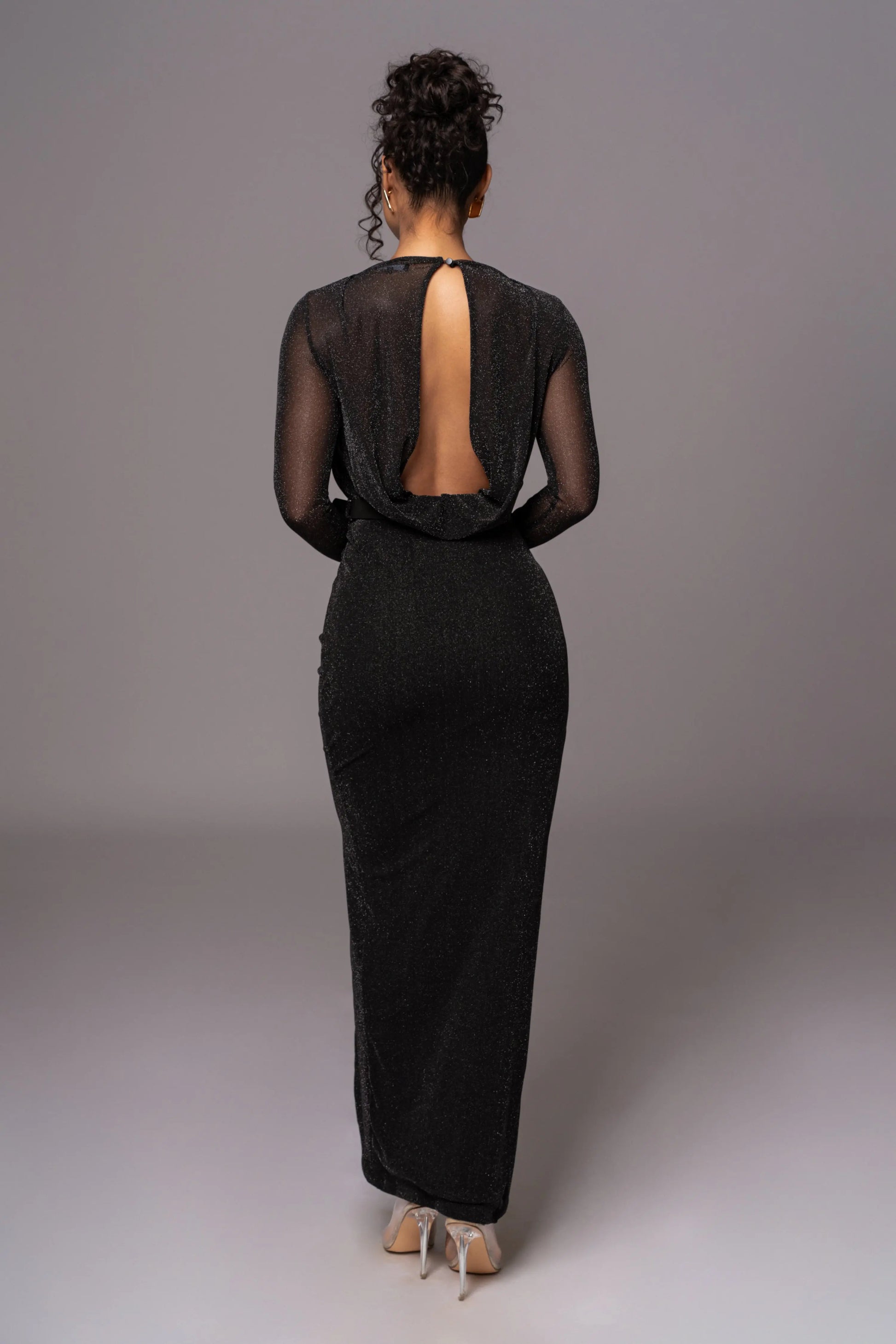Black Araceli Gathered Maxi Dress JLUXLABEL