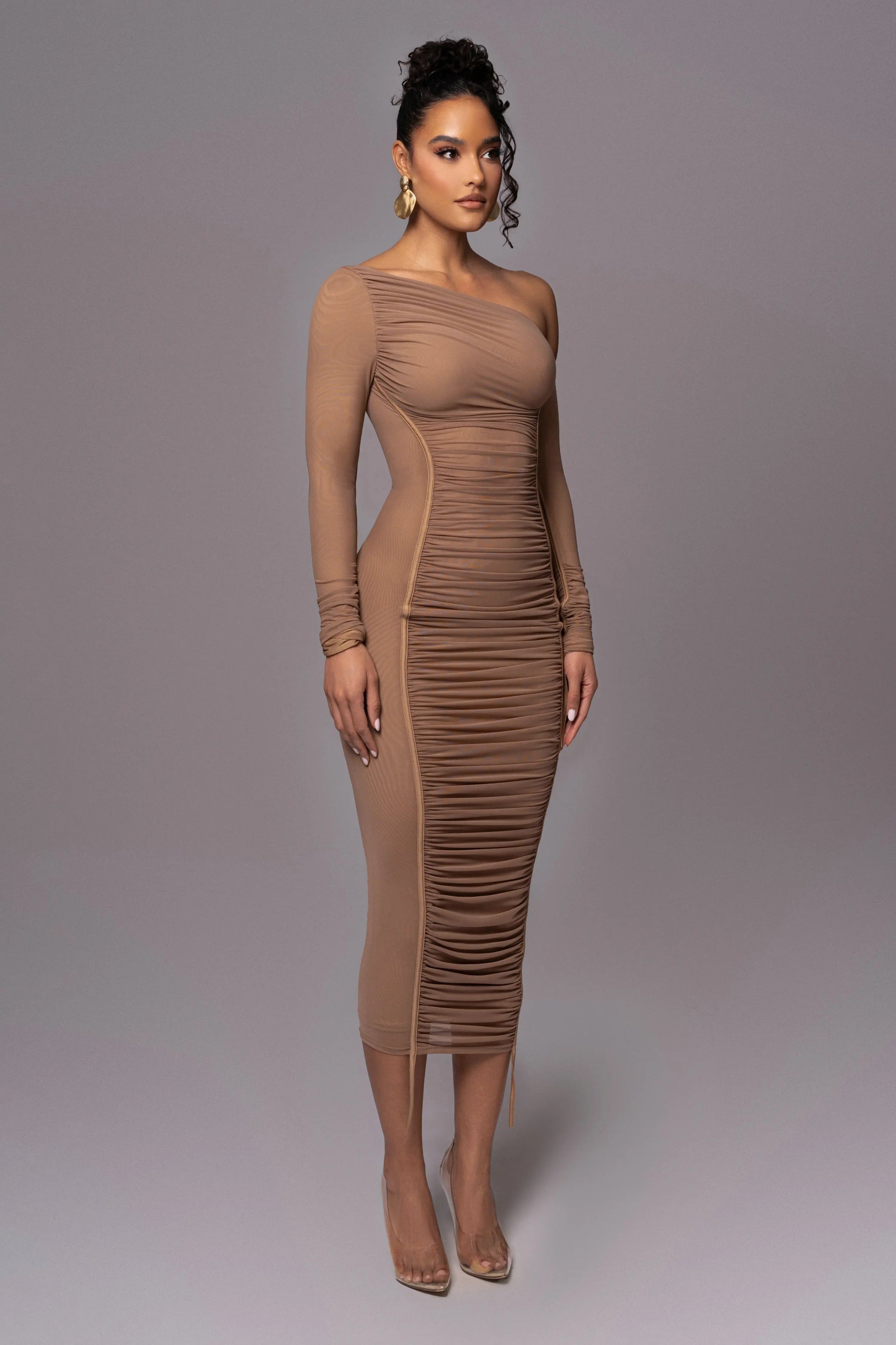Beige Monika Midi Dress JLUXLABEL