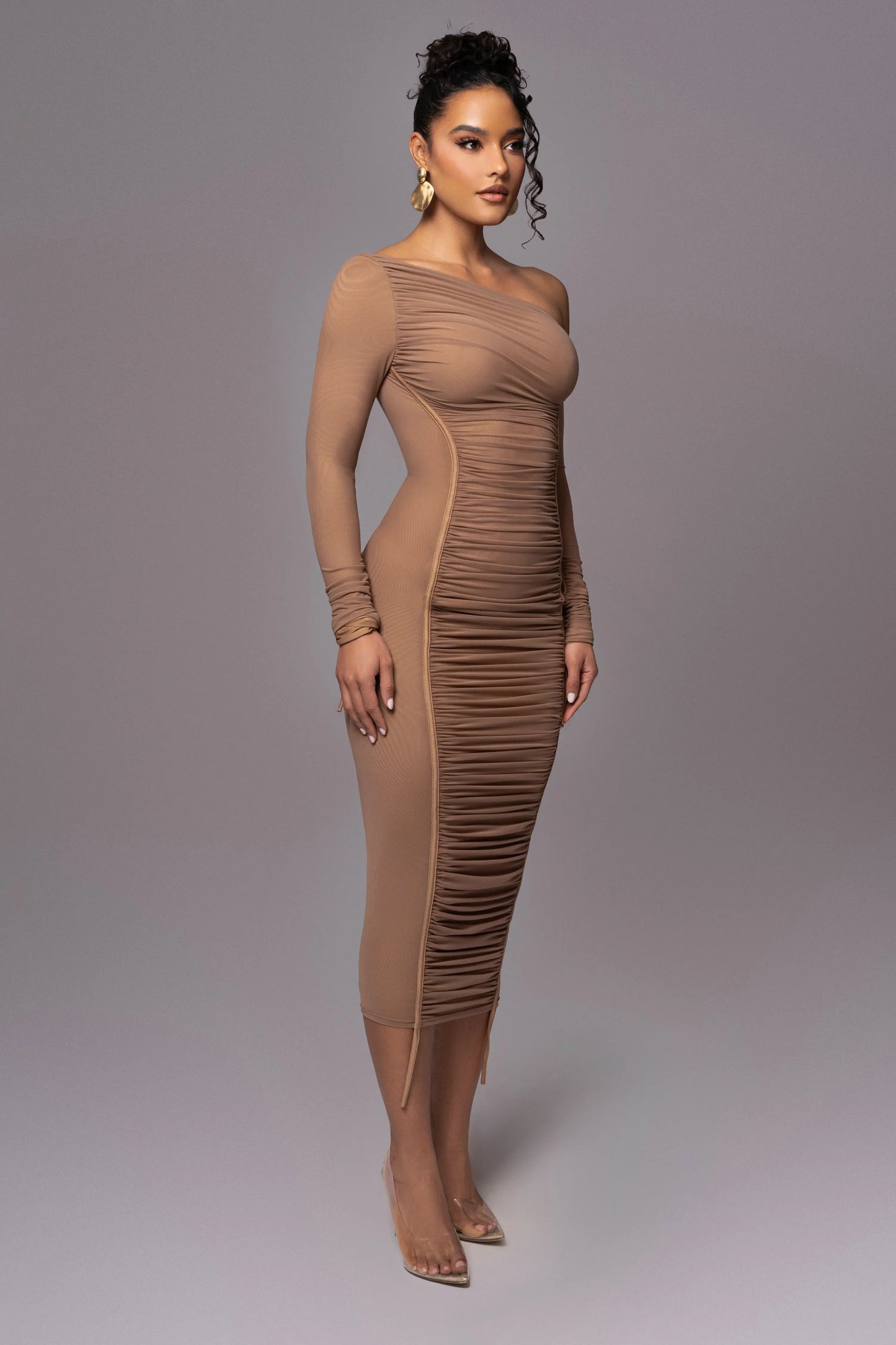 Beige Monika Midi Dress JLUXLABEL