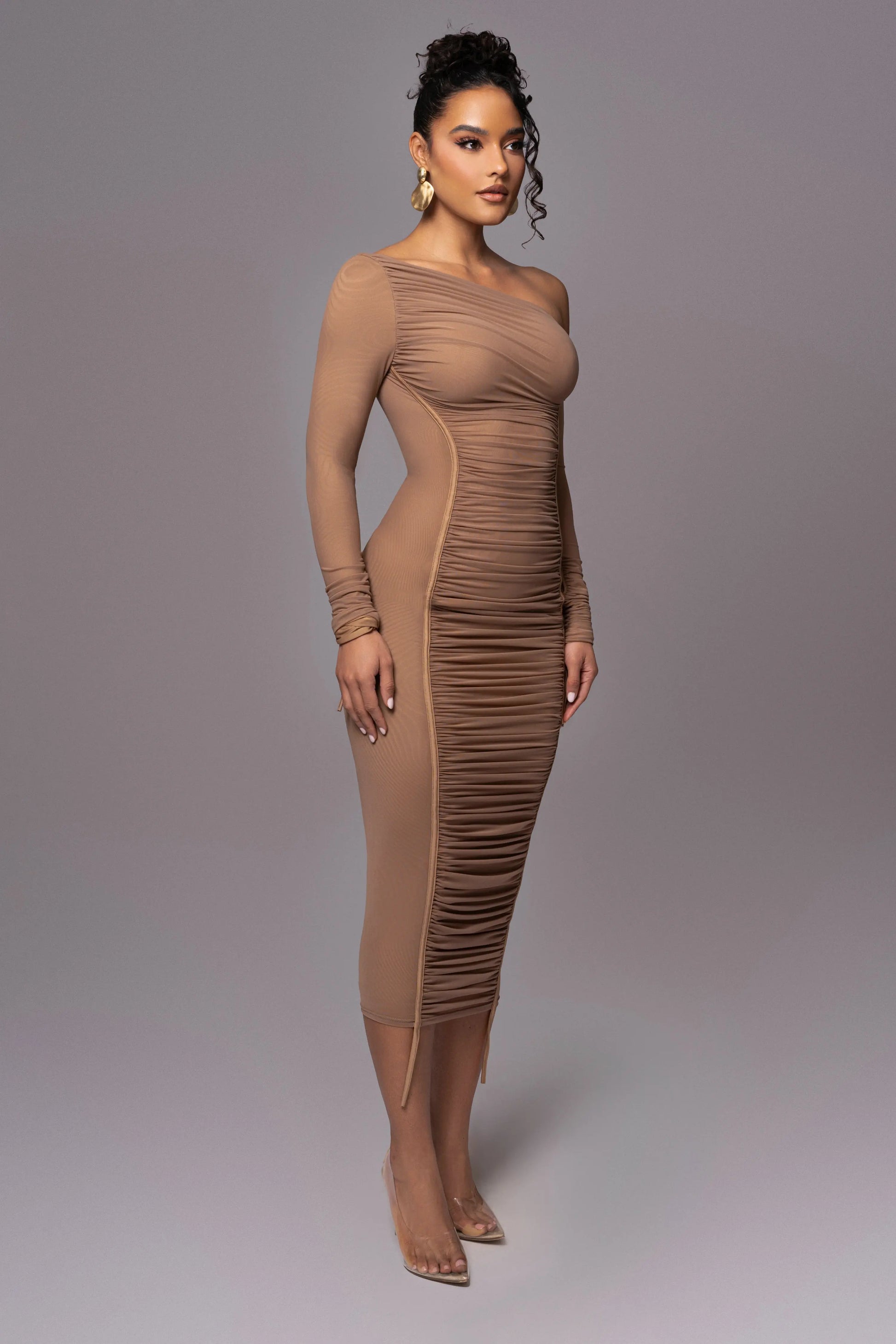 Beige Monika Midi Dress JLUXLABEL