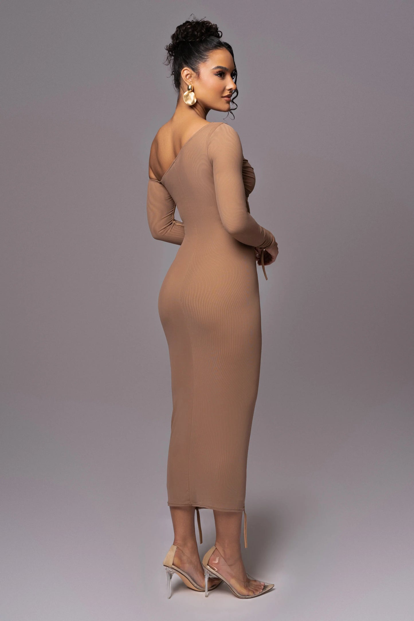 Beige Monika Midi Dress JLUXLABEL