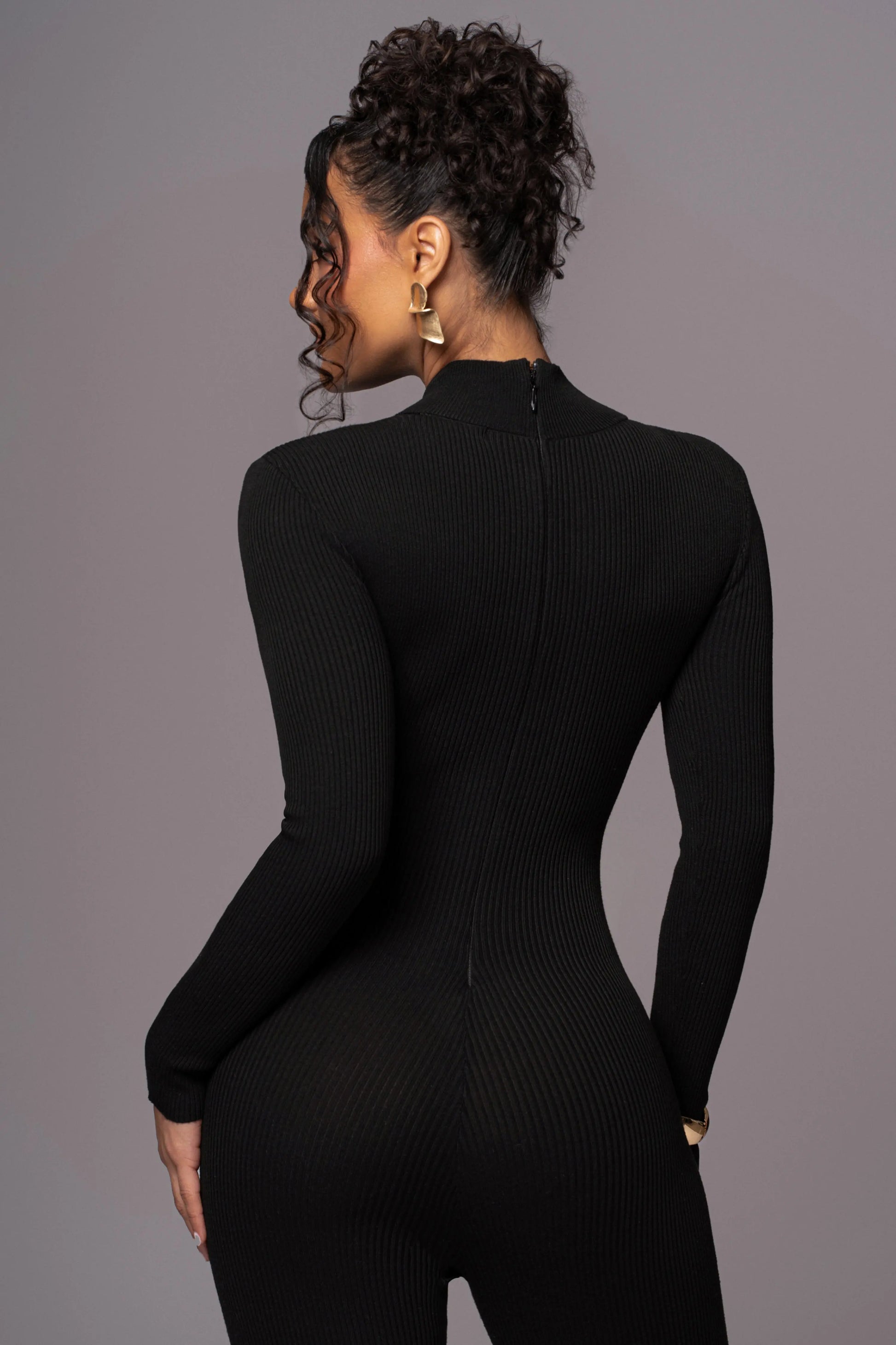Black Minna Mock Neck Jumpsuit JLUXLABEL