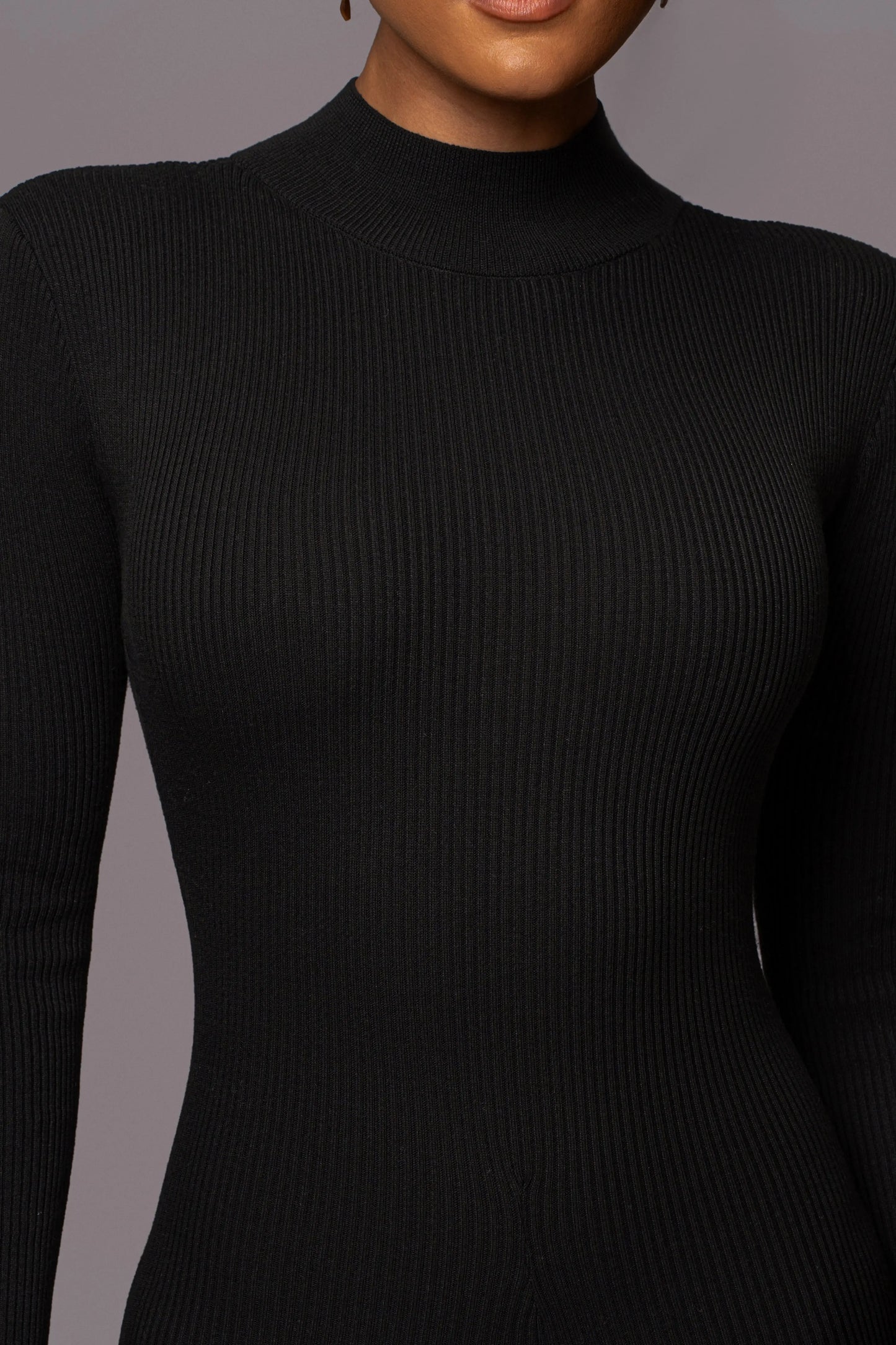 Black Minna Mock Neck Jumpsuit JLUXLABEL
