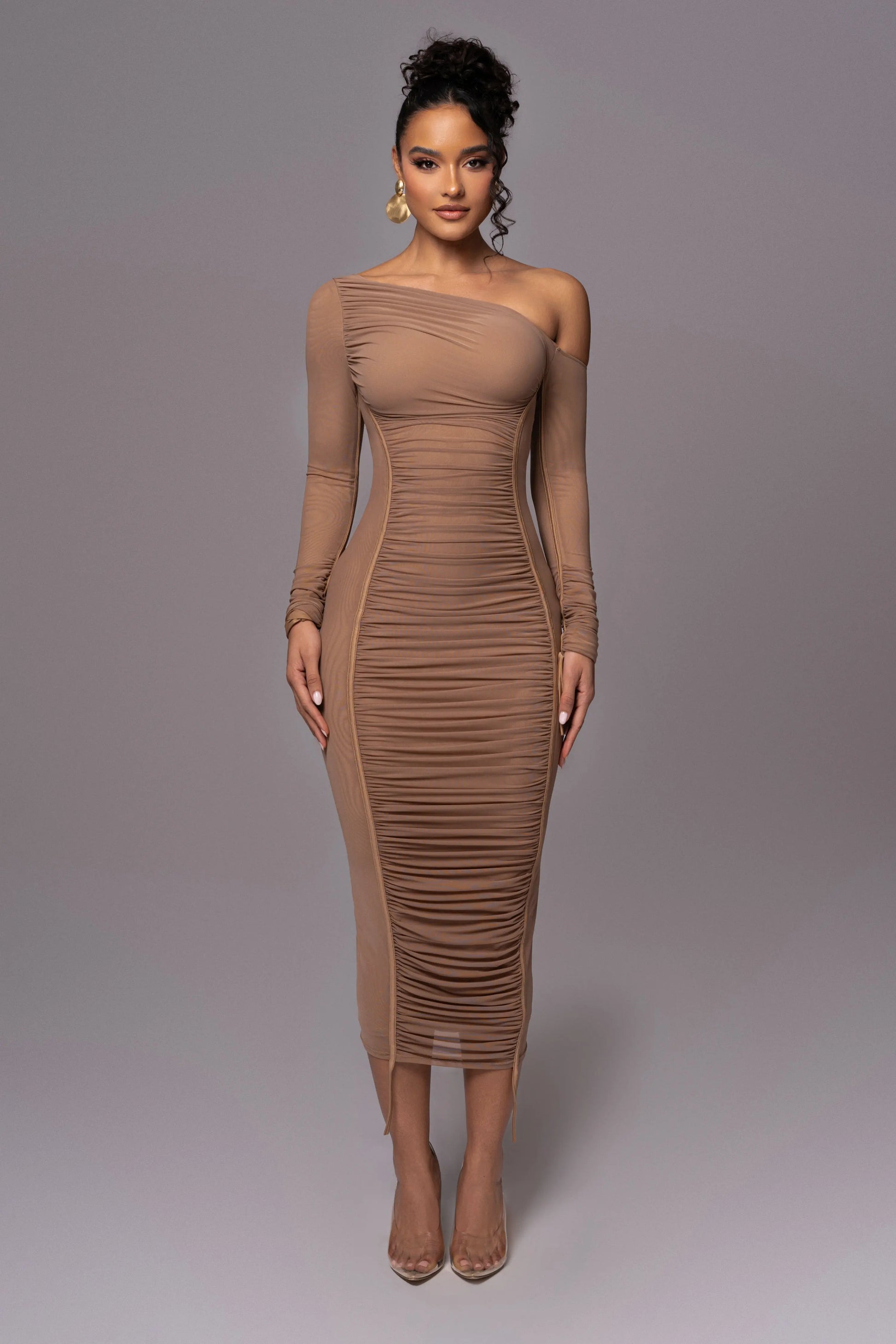 Beige Monika Midi Dress JLUXLABEL