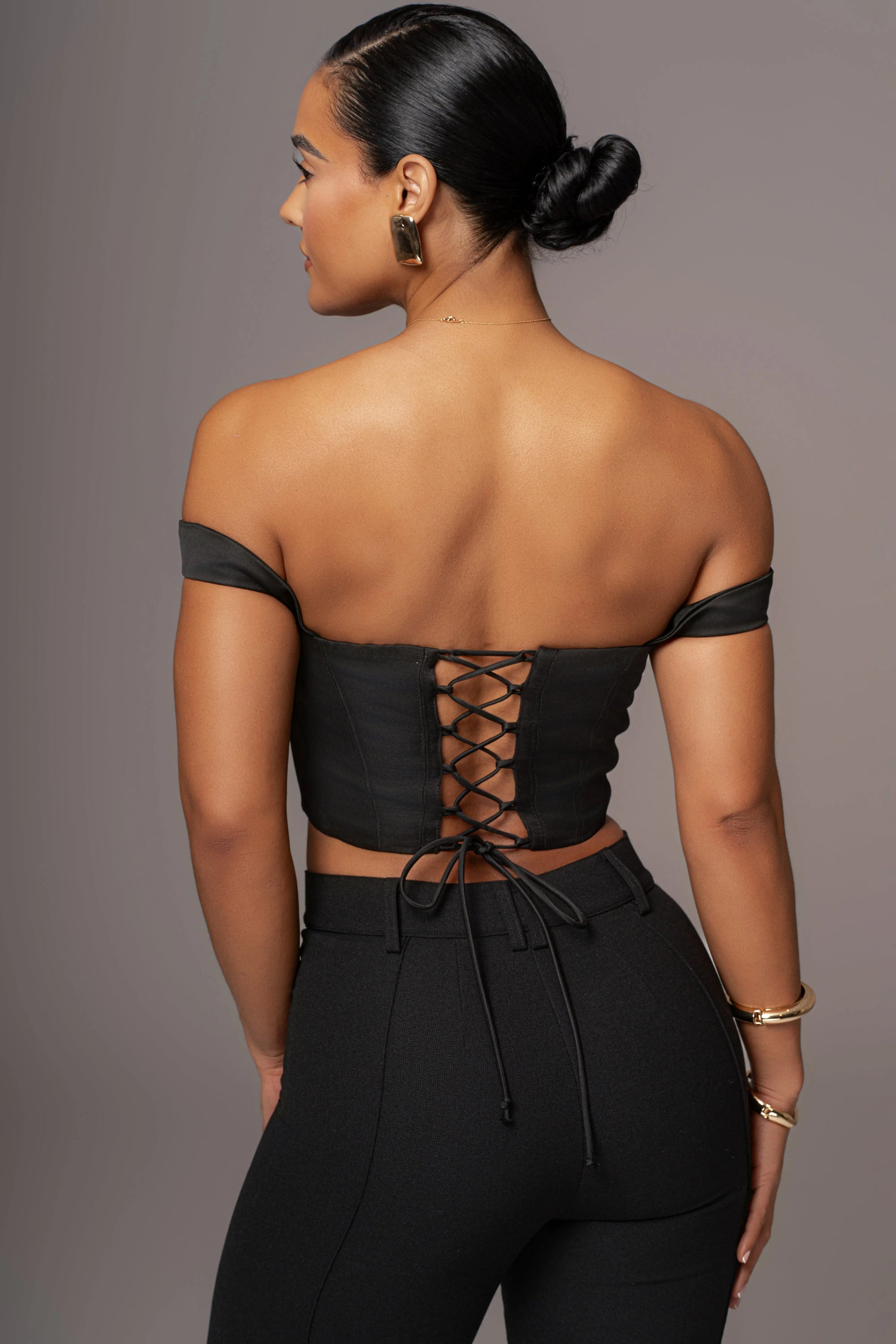 Black Nickie Lace Back Top JLUXLABEL
