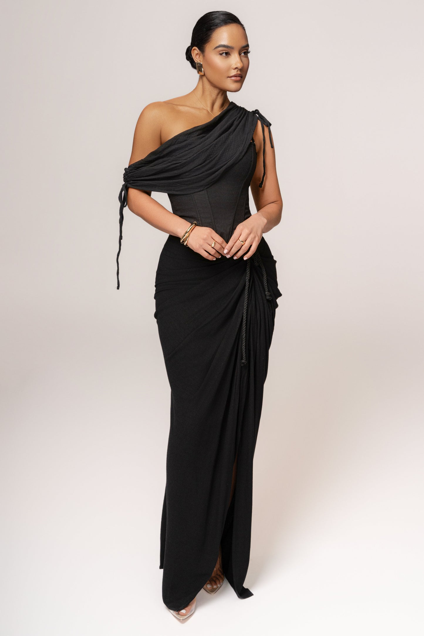 Black New Obsession Draped Top