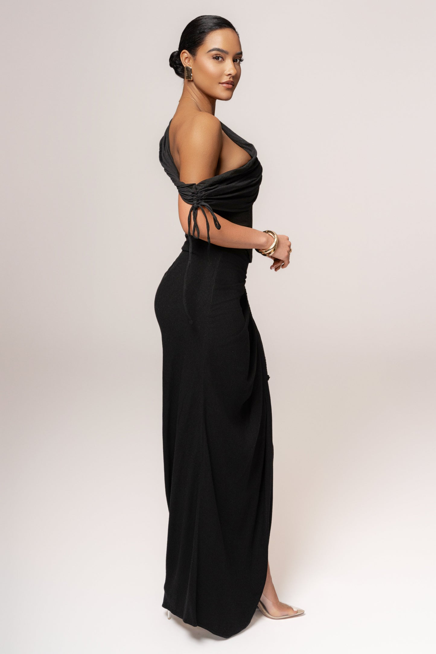 Black New Obsession Draped Top