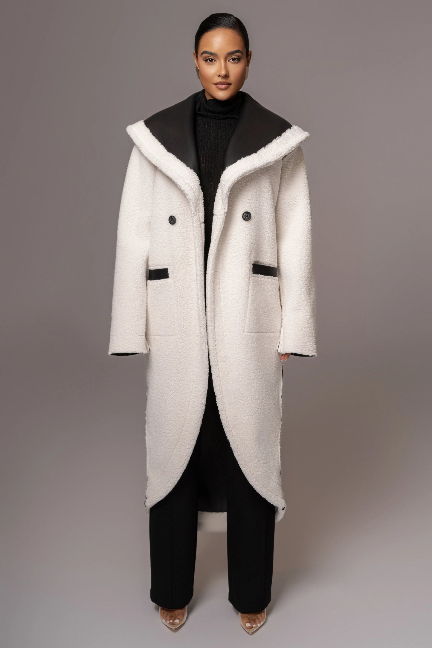 Black Jaida Reversible Teddy Coat JLUXLABEL