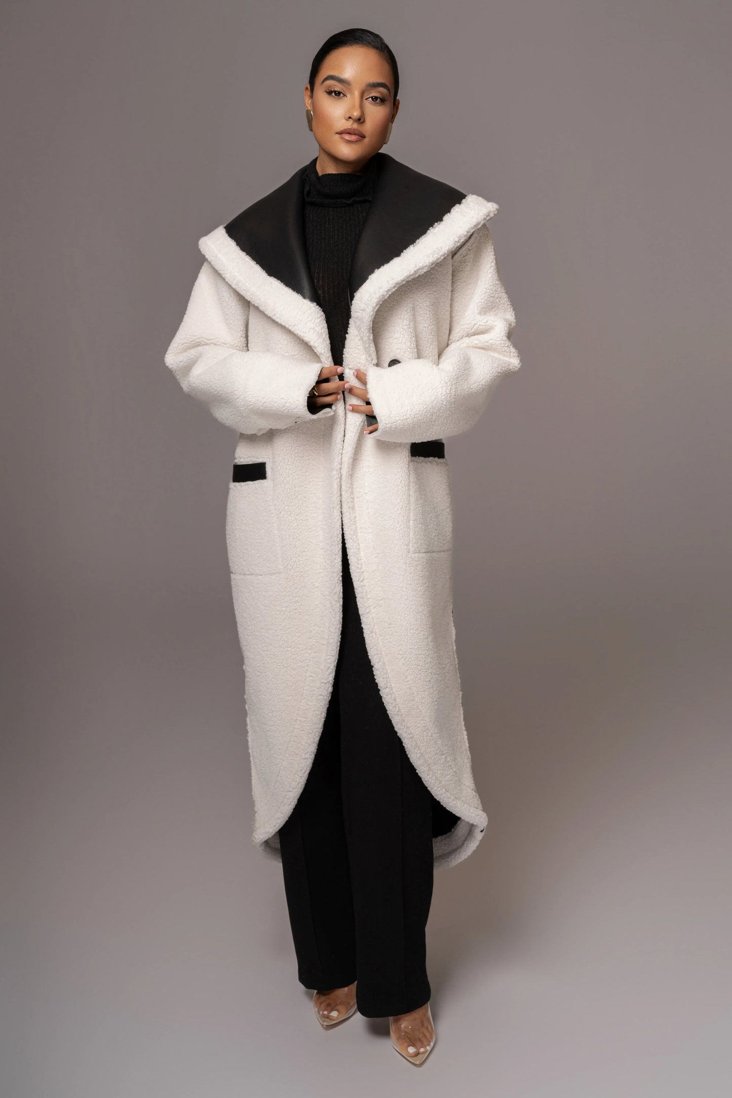 Black Jaida Reversible Teddy Coat JLUXLABEL