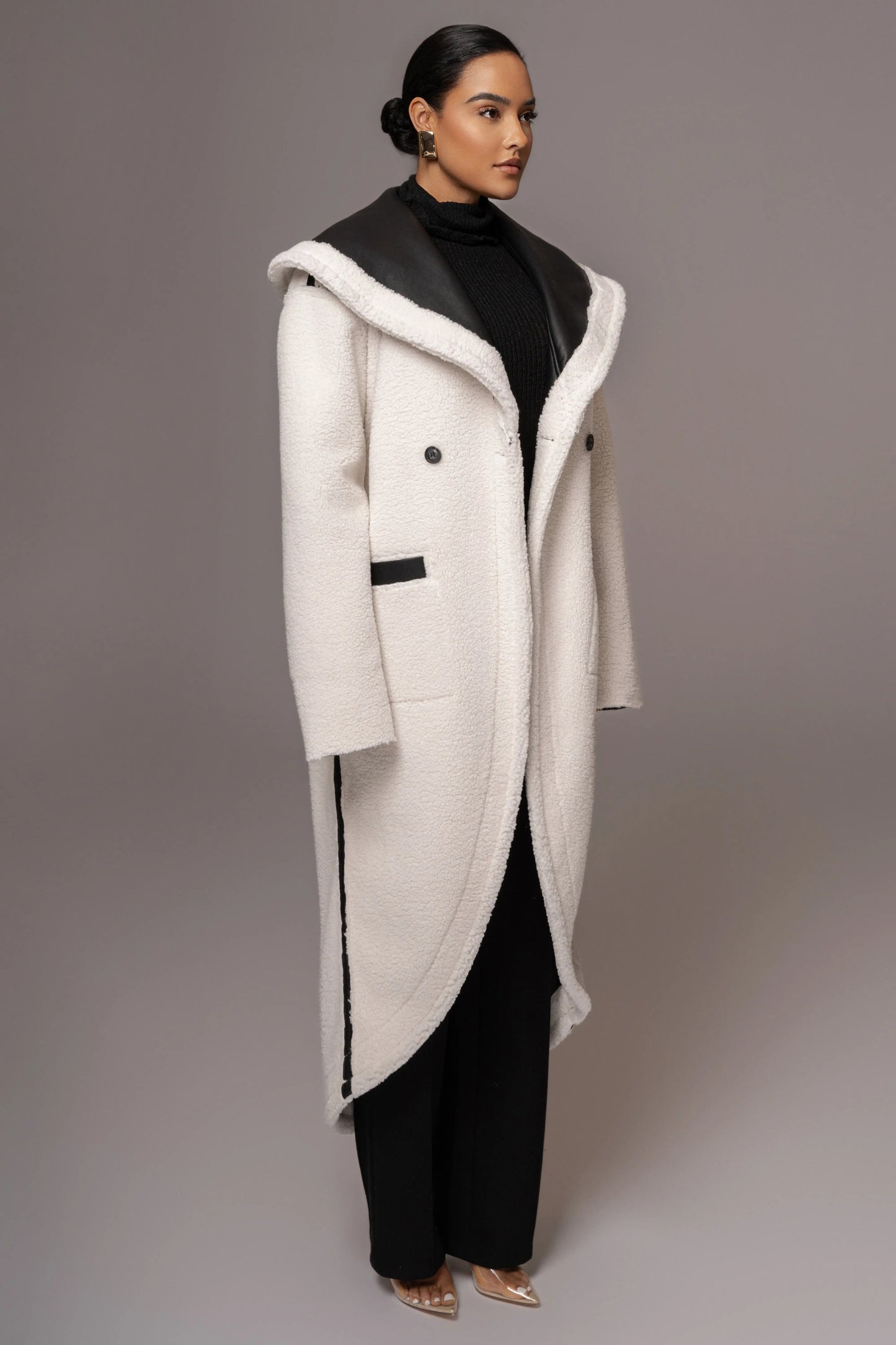 Black Jaida Reversible Teddy Coat JLUXLABEL