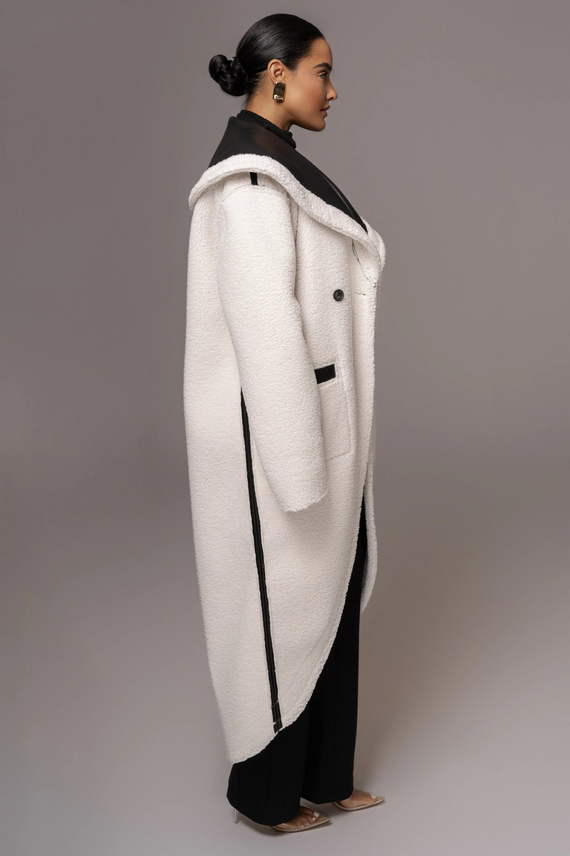 Black Jaida Reversible Teddy Coat JLUXLABEL