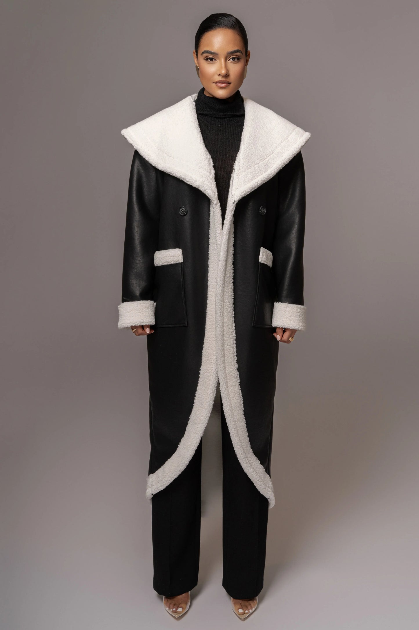 Black Jaida Reversible Teddy Coat JLUXLABEL