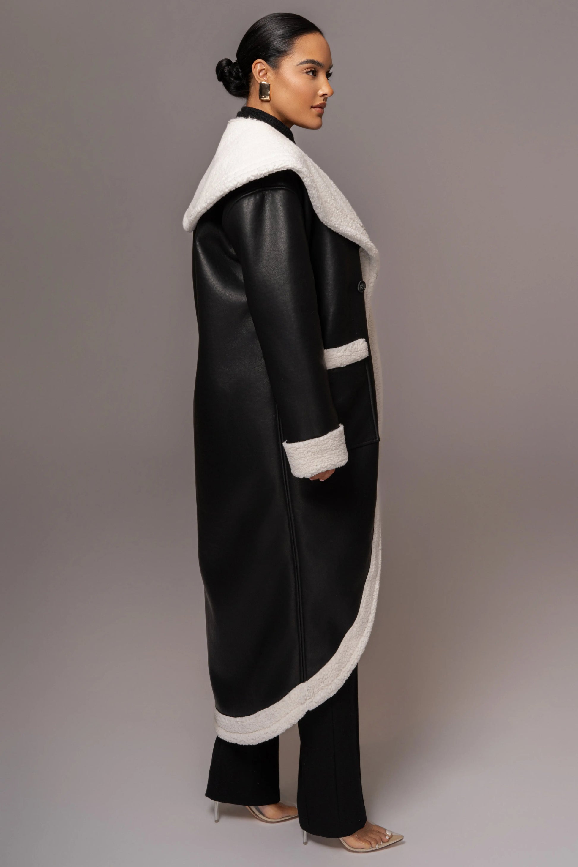 Black Jaida Reversible Teddy Coat JLUXLABEL