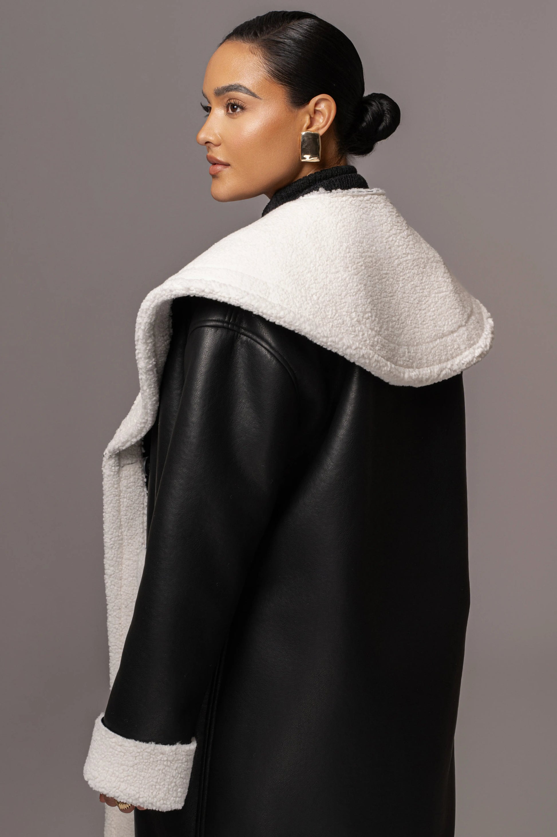 Black Jaida Reversible Teddy Coat JLUXLABEL