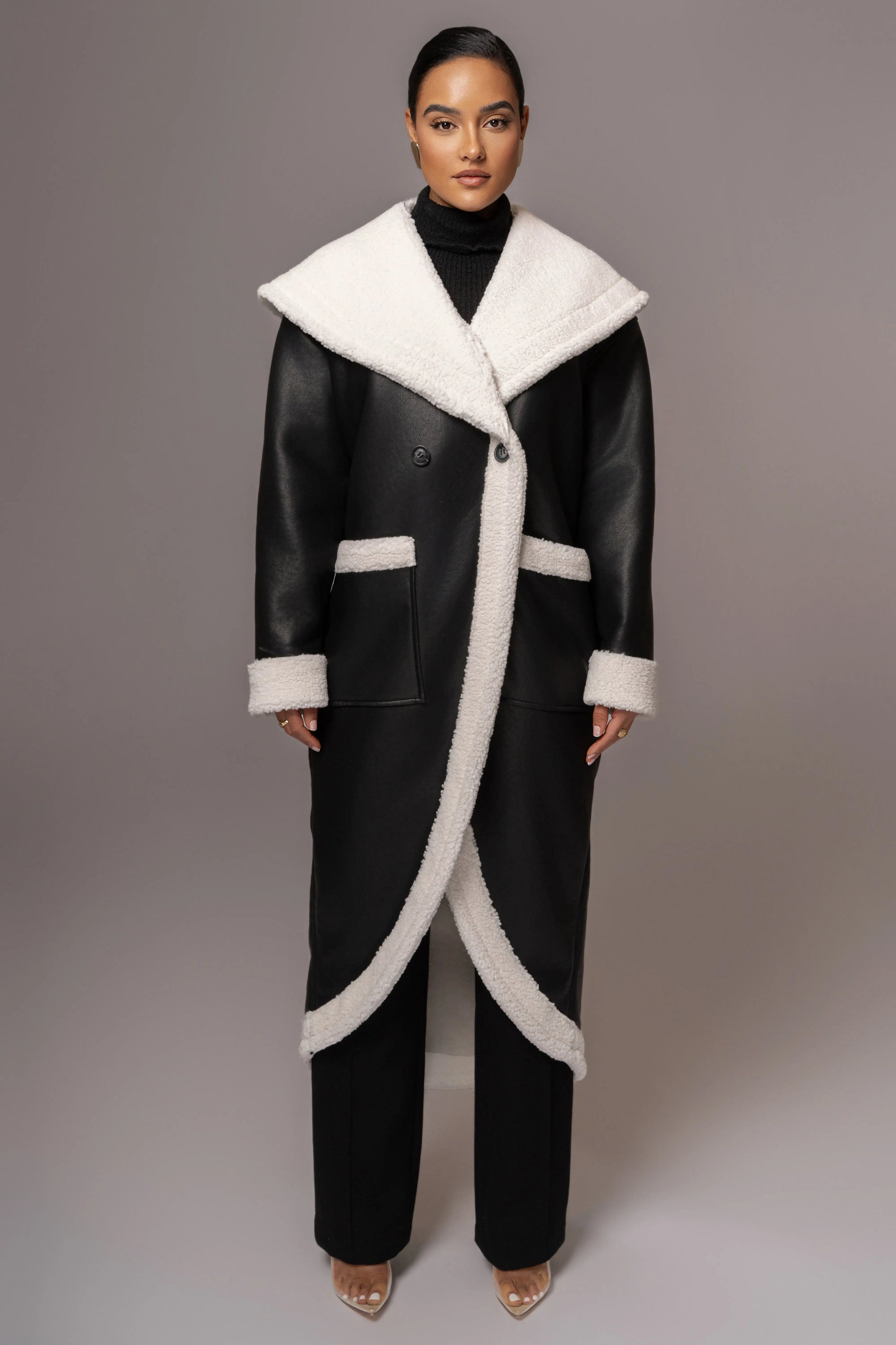 Black Jaida Reversible Teddy Coat JLUXLABEL