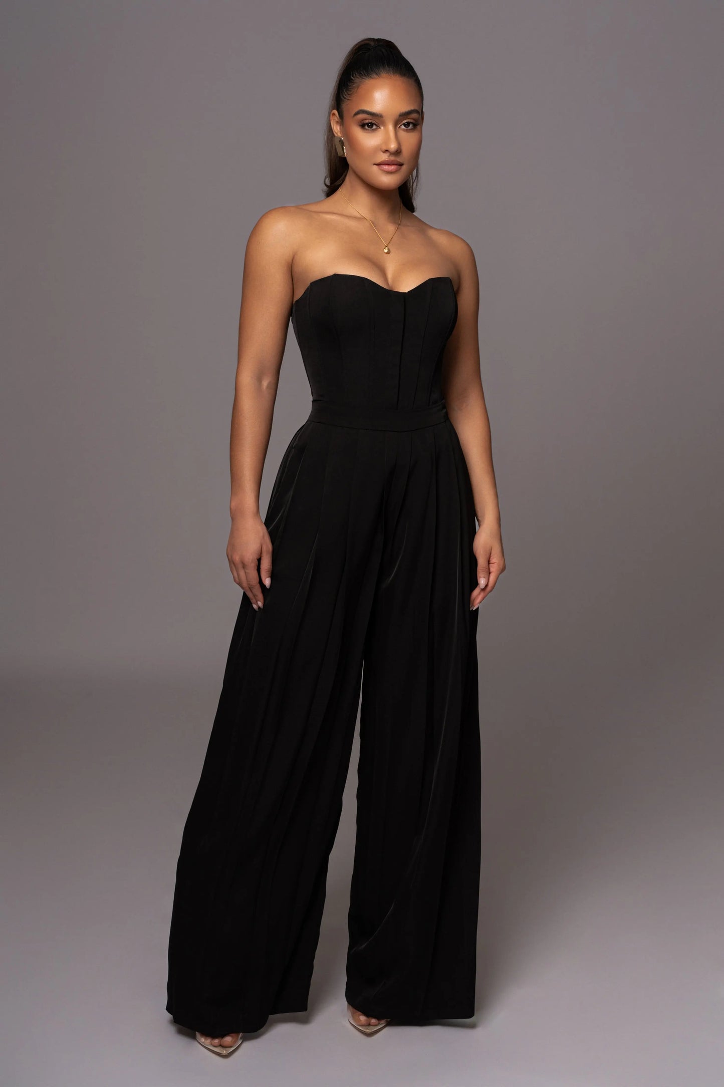 Black Viv Satin Bustier Top JLUXLABEL