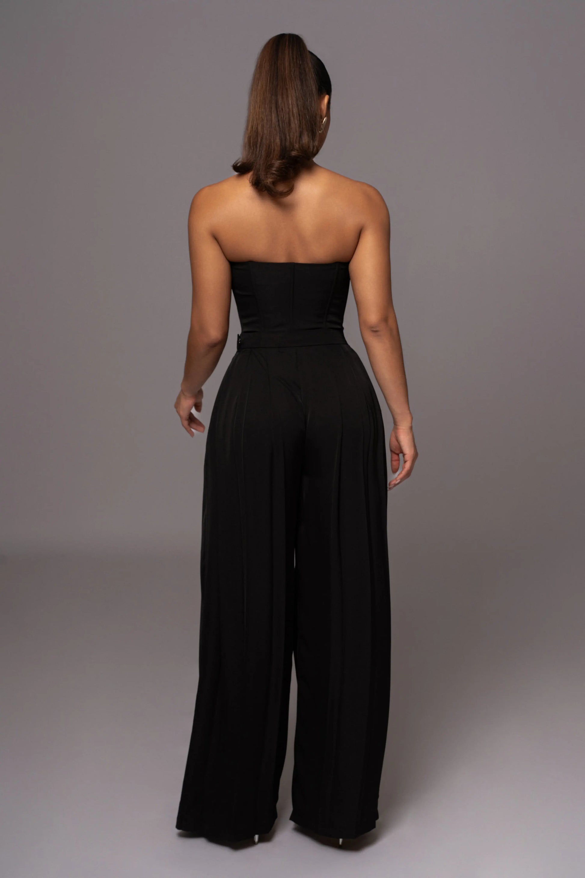 Black Viv Satin Bustier Top JLUXLABEL