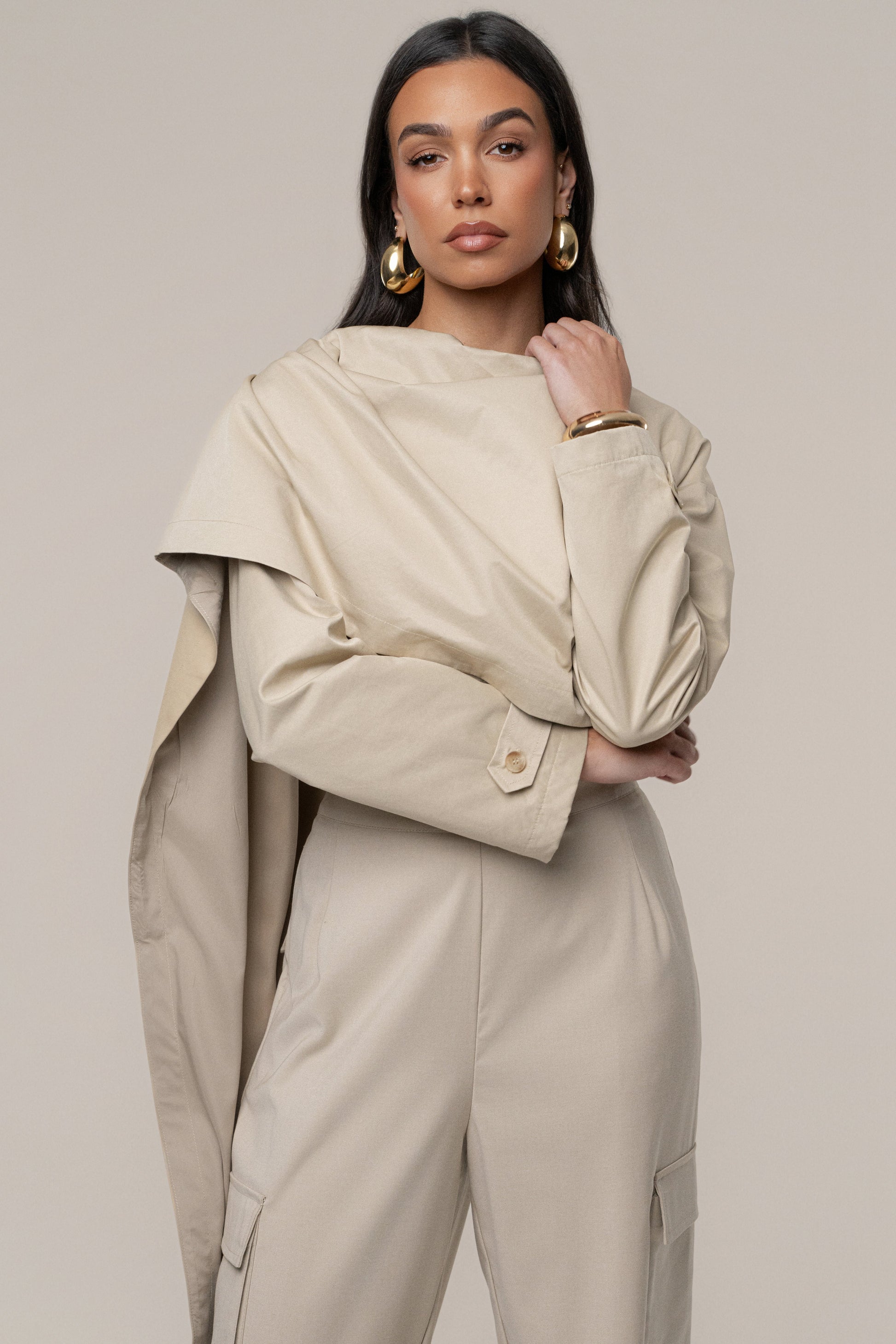 Khaki Next Level Cape Jacket JLUXLABEL