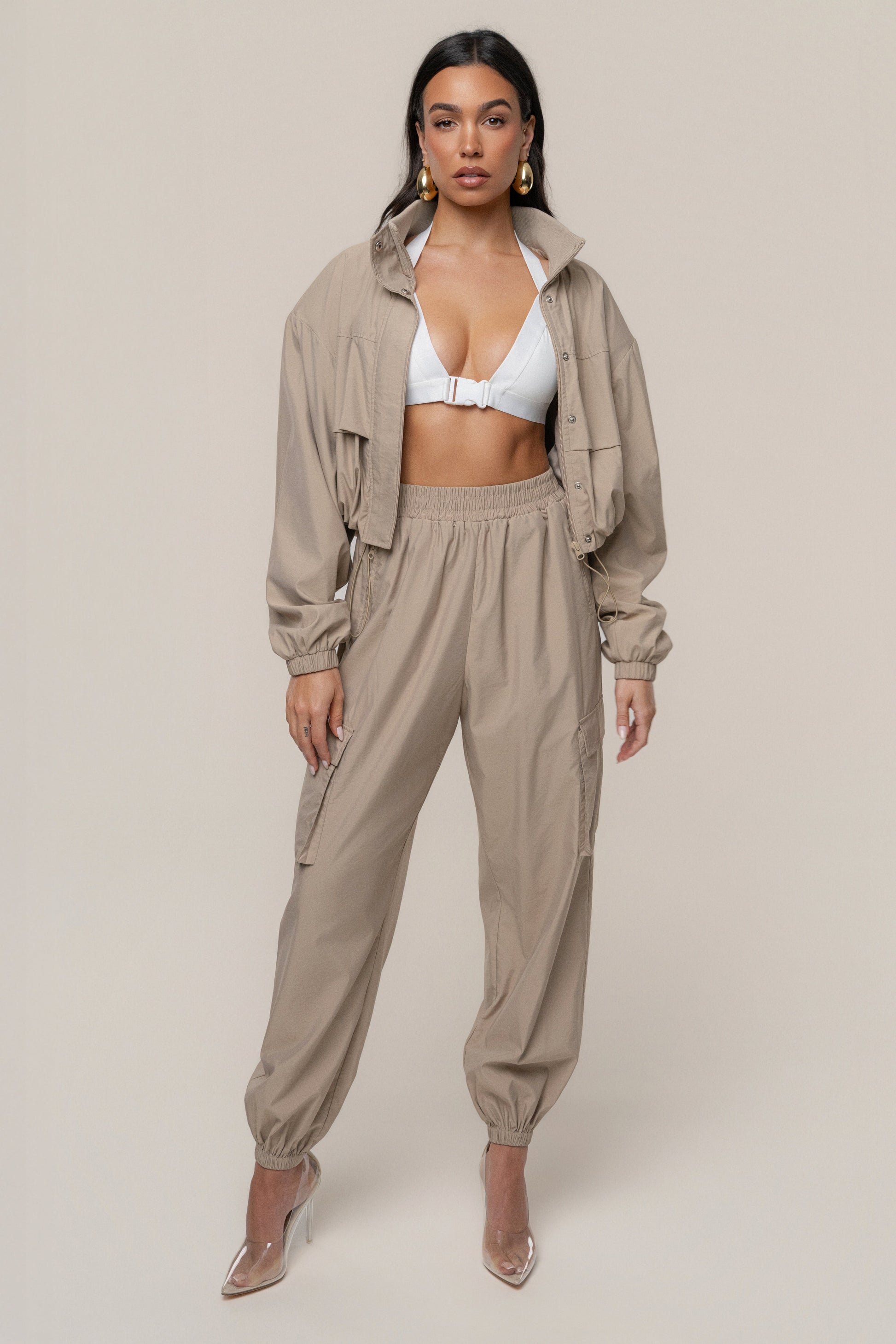 Ivory Belted Motion Halter Top JLUXLABEL
