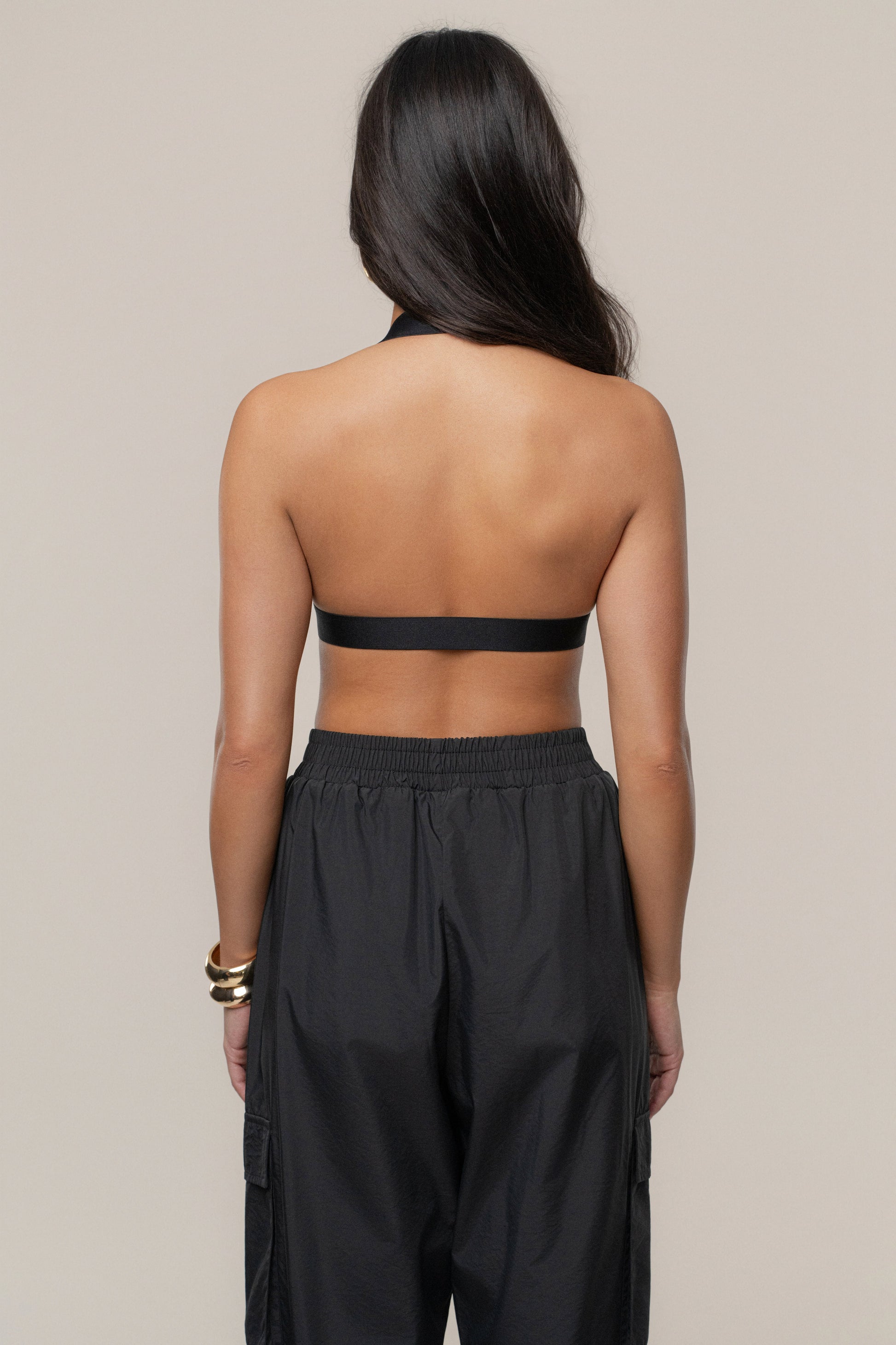 Black Belted Motion Halter Top JLUXLABEL