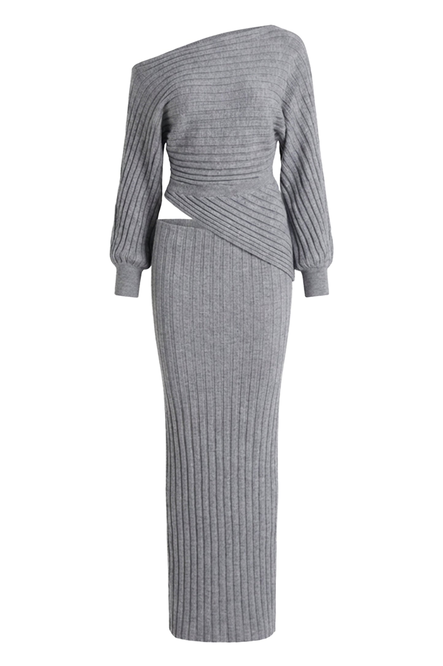Heather Grey Clarity Ribbed Skirt Set JLUXLABEL