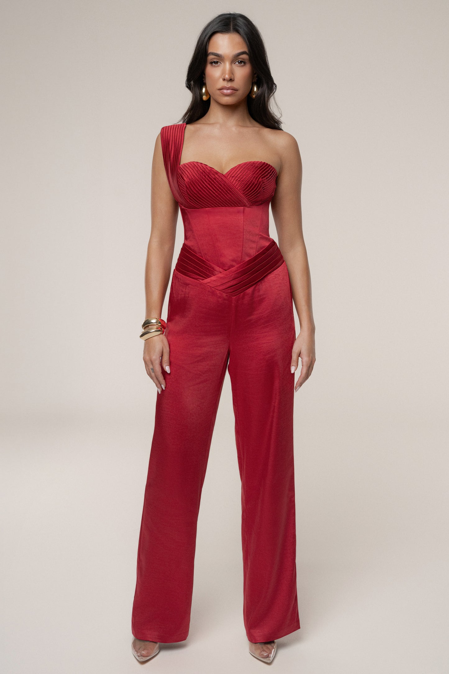Red True Affection Satin Trouser JLUXLABEL