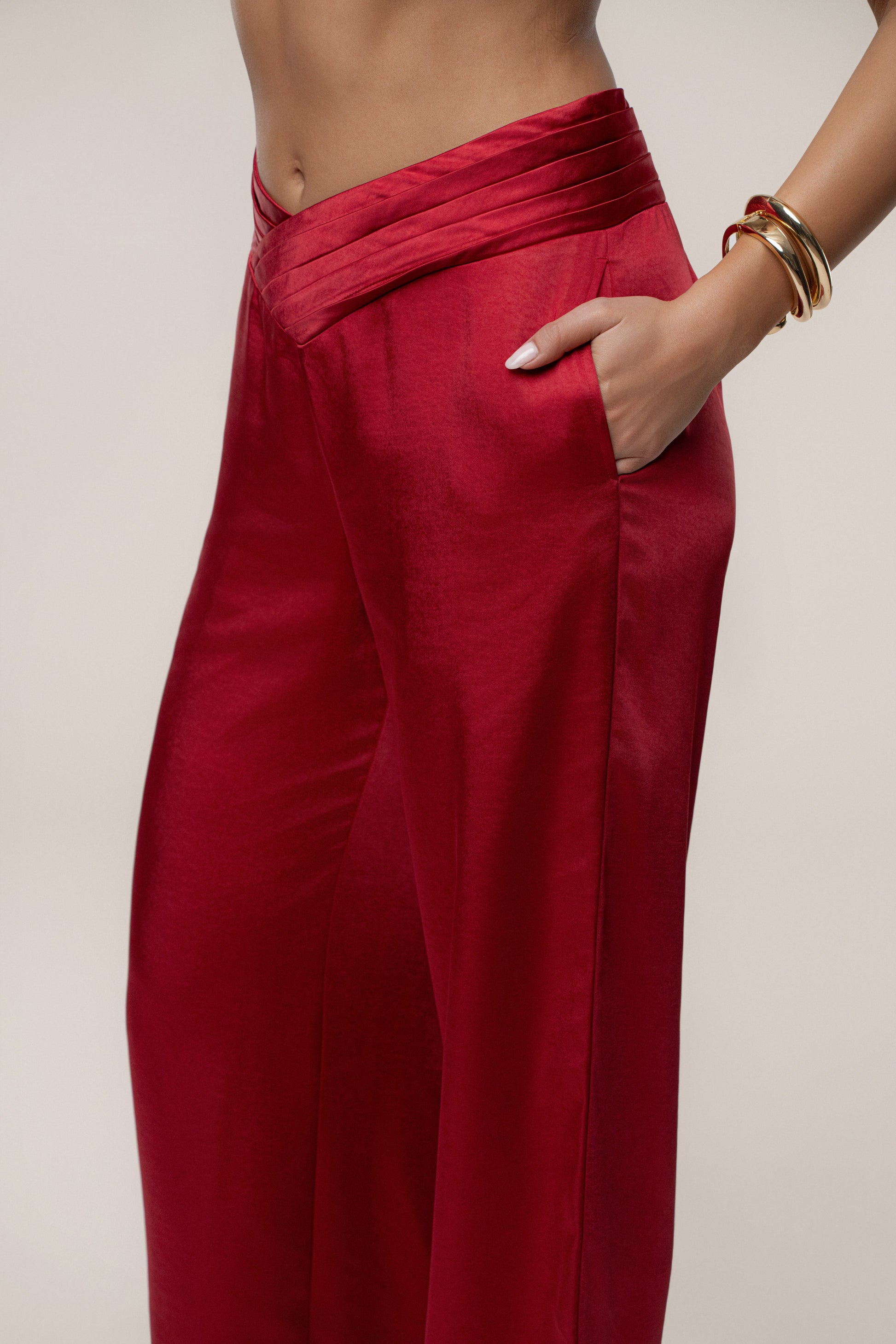 Red True Affection Satin Trouser JLUXLABEL