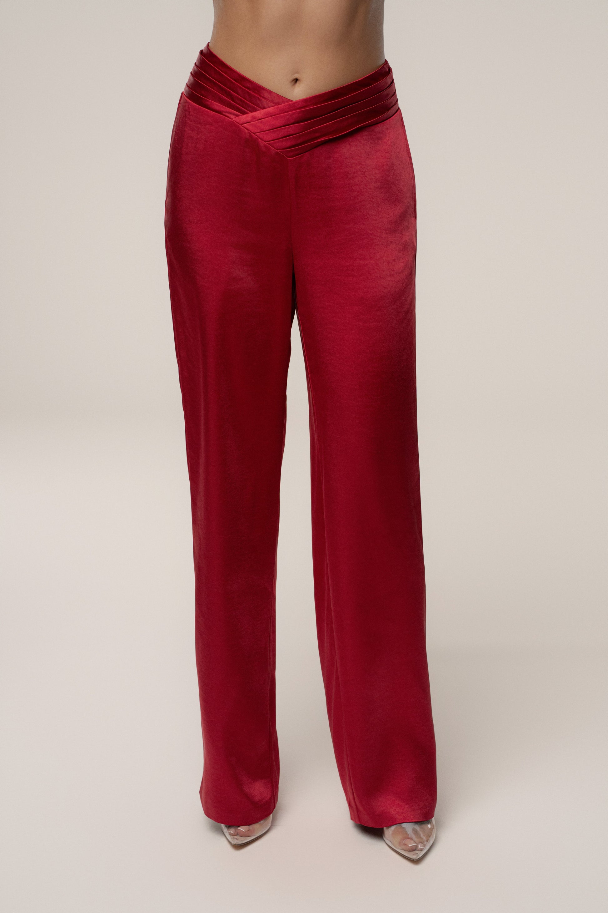 Red True Affection Satin Trouser JLUXLABEL