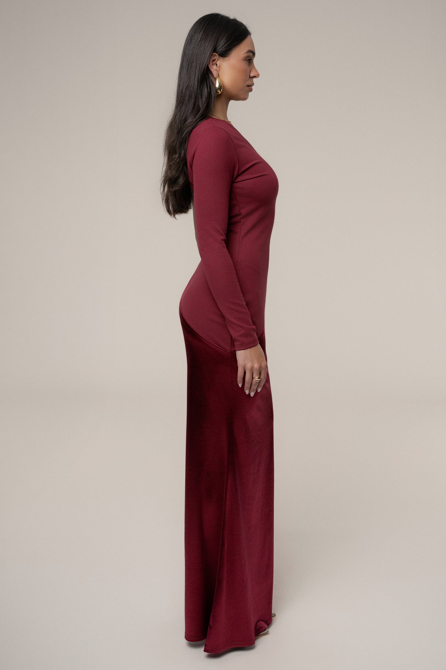 Burgundy Look Of Desire Maxi Dress JLUXLABEL