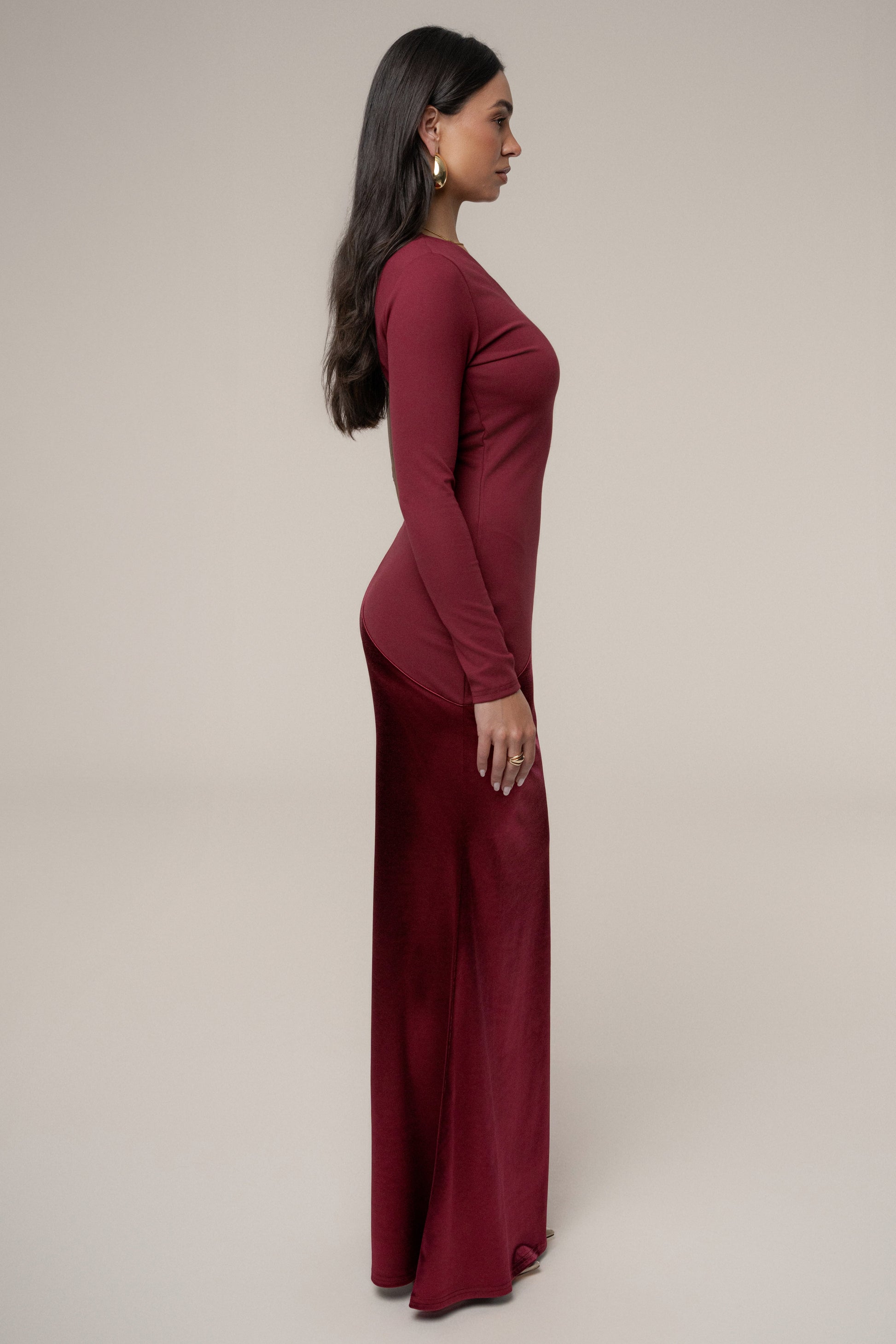 Burgundy Look Of Desire Maxi Dress JLUXLABEL