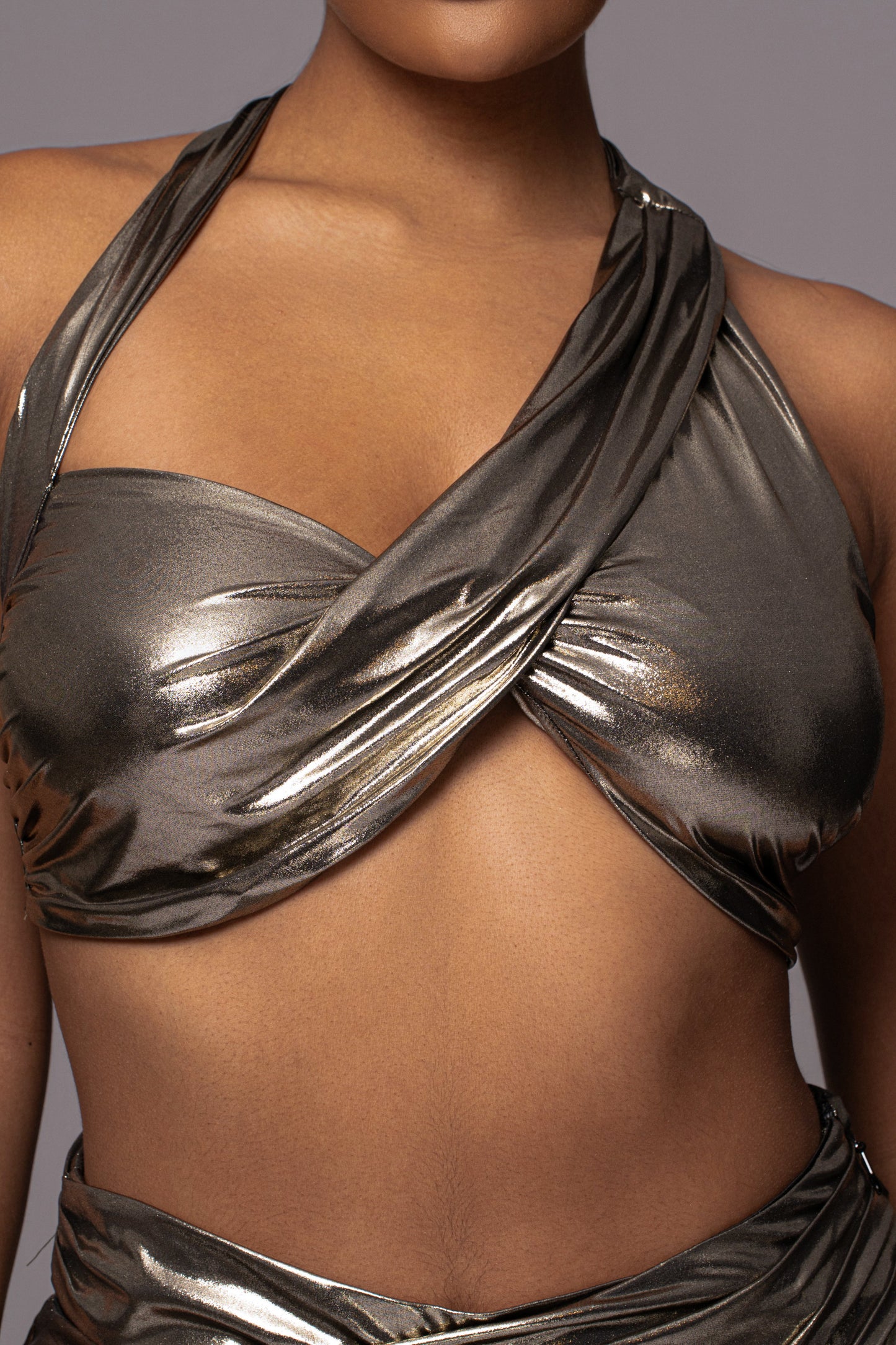 Gold METALLIC NEW AGE TWO PIECE SKIRT SET