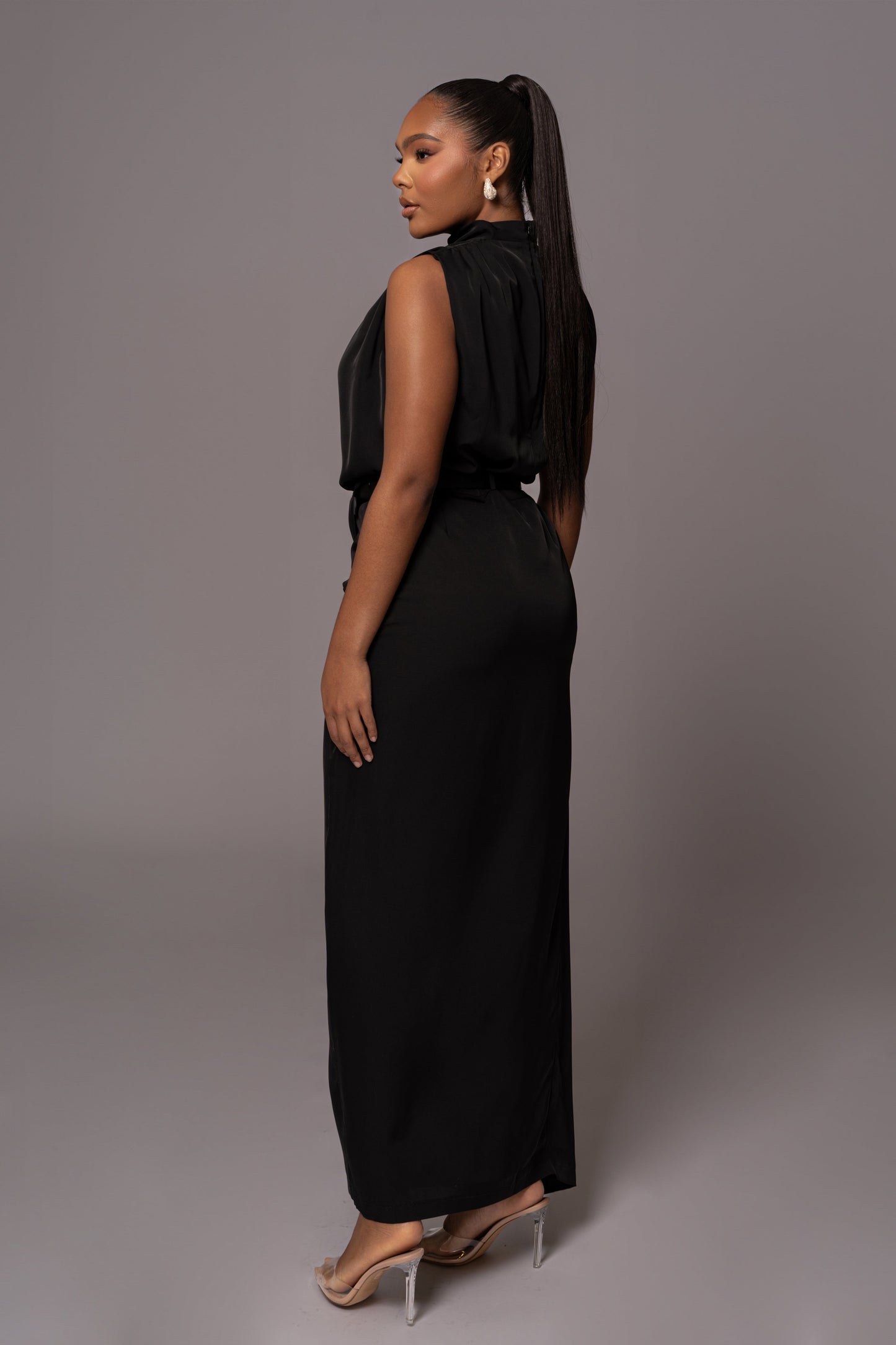 Black Jamila Drape Skirt