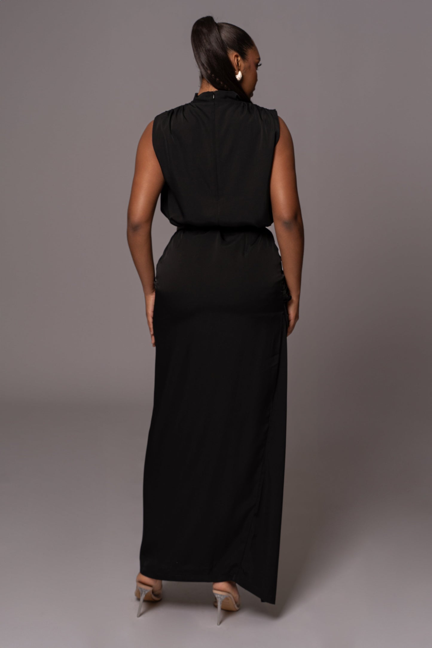 Black Jamila Drape Skirt