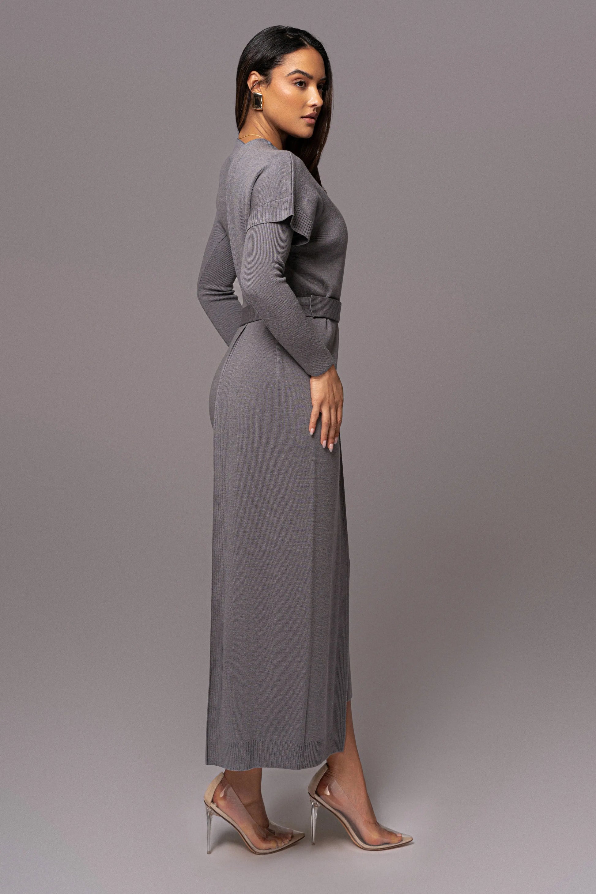 Grey Meant To Be Knit Maxi Dress JLUXLABEL
