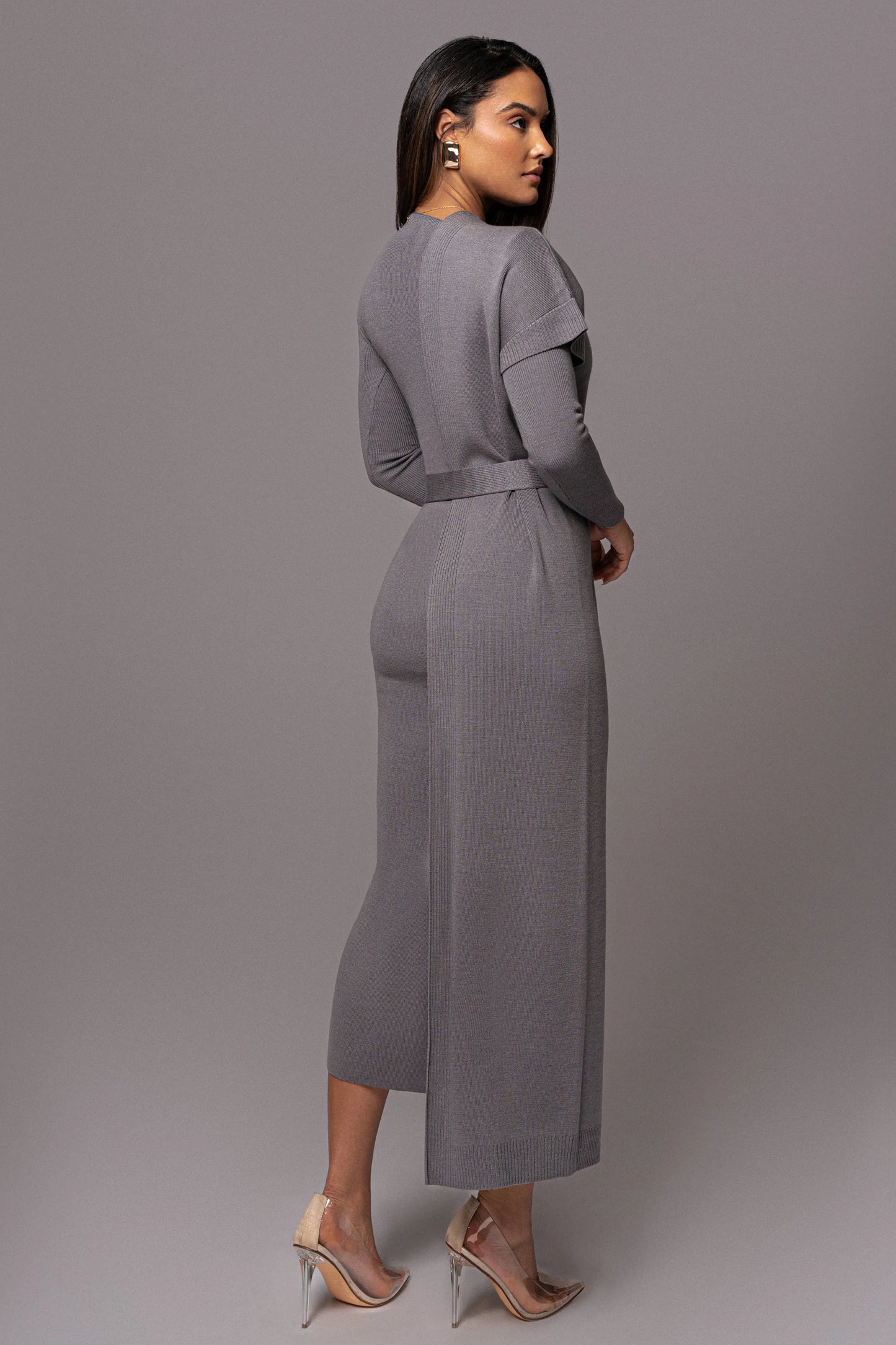 Grey Meant To Be Knit Maxi Dress JLUXLABEL