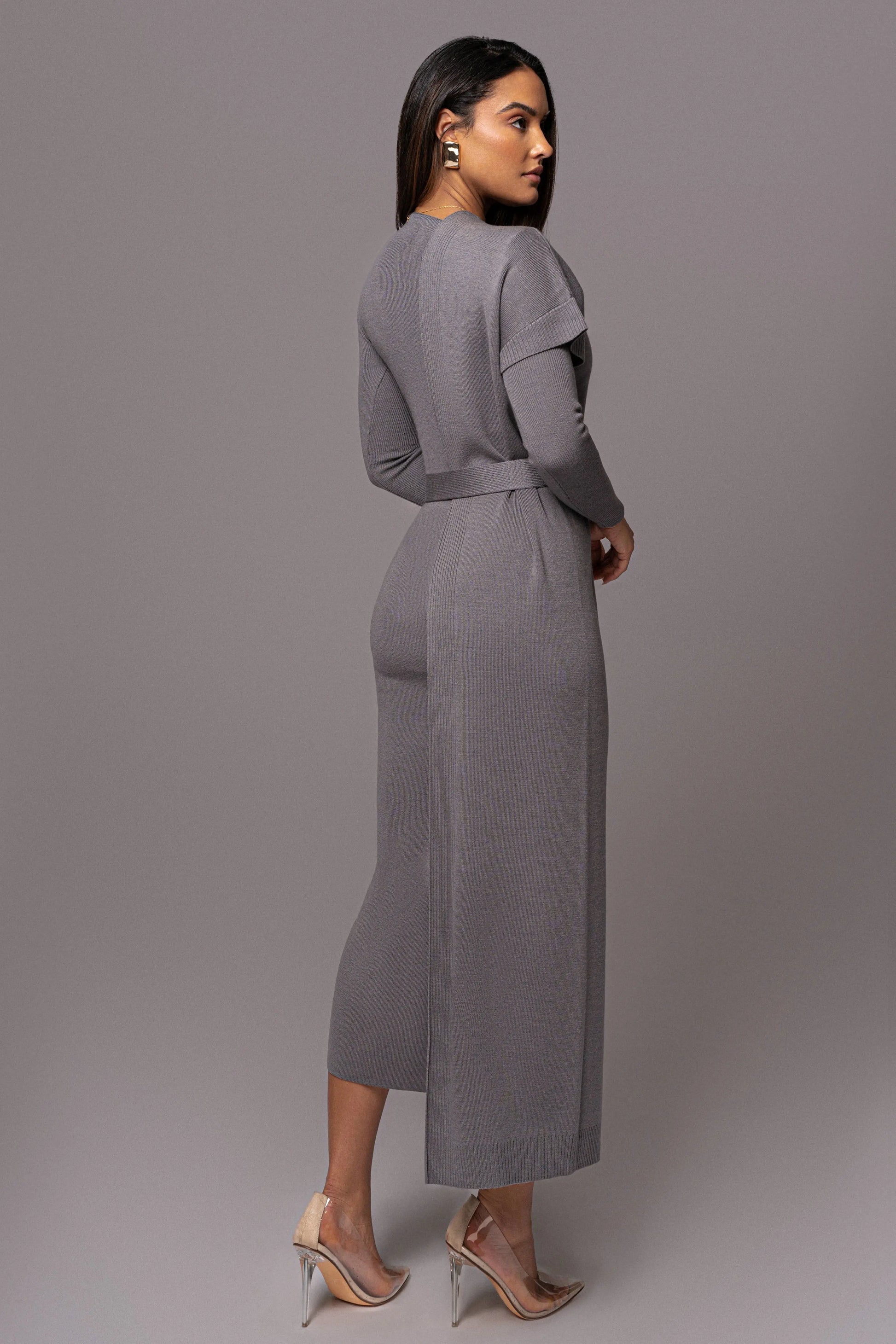 Grey Meant To Be Knit Maxi Dress JLUXLABEL