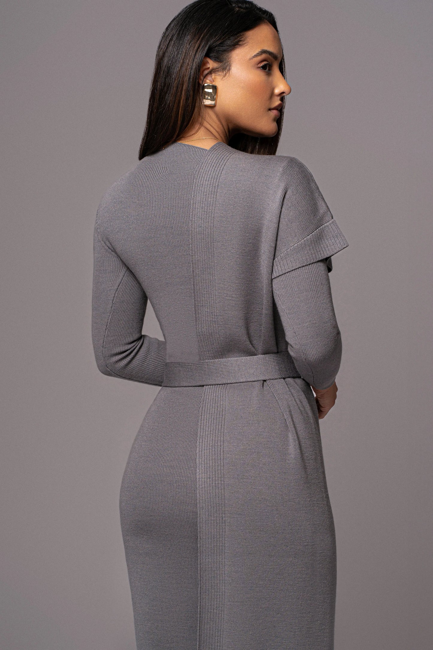 Grey Meant To Be Knit Maxi Dress JLUXLABEL