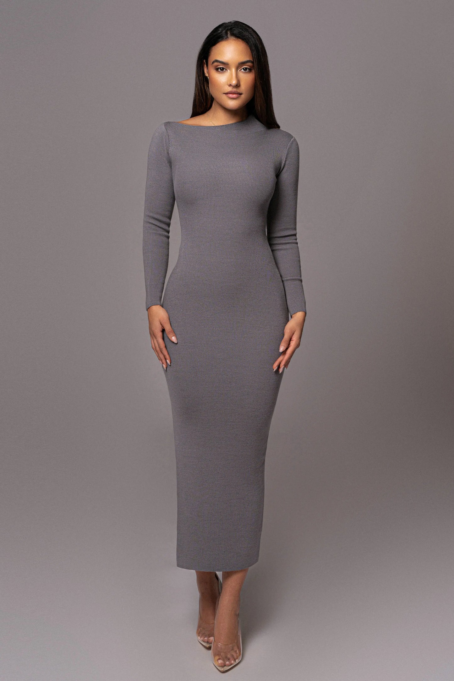Grey Meant To Be Knit Maxi Dress JLUXLABEL