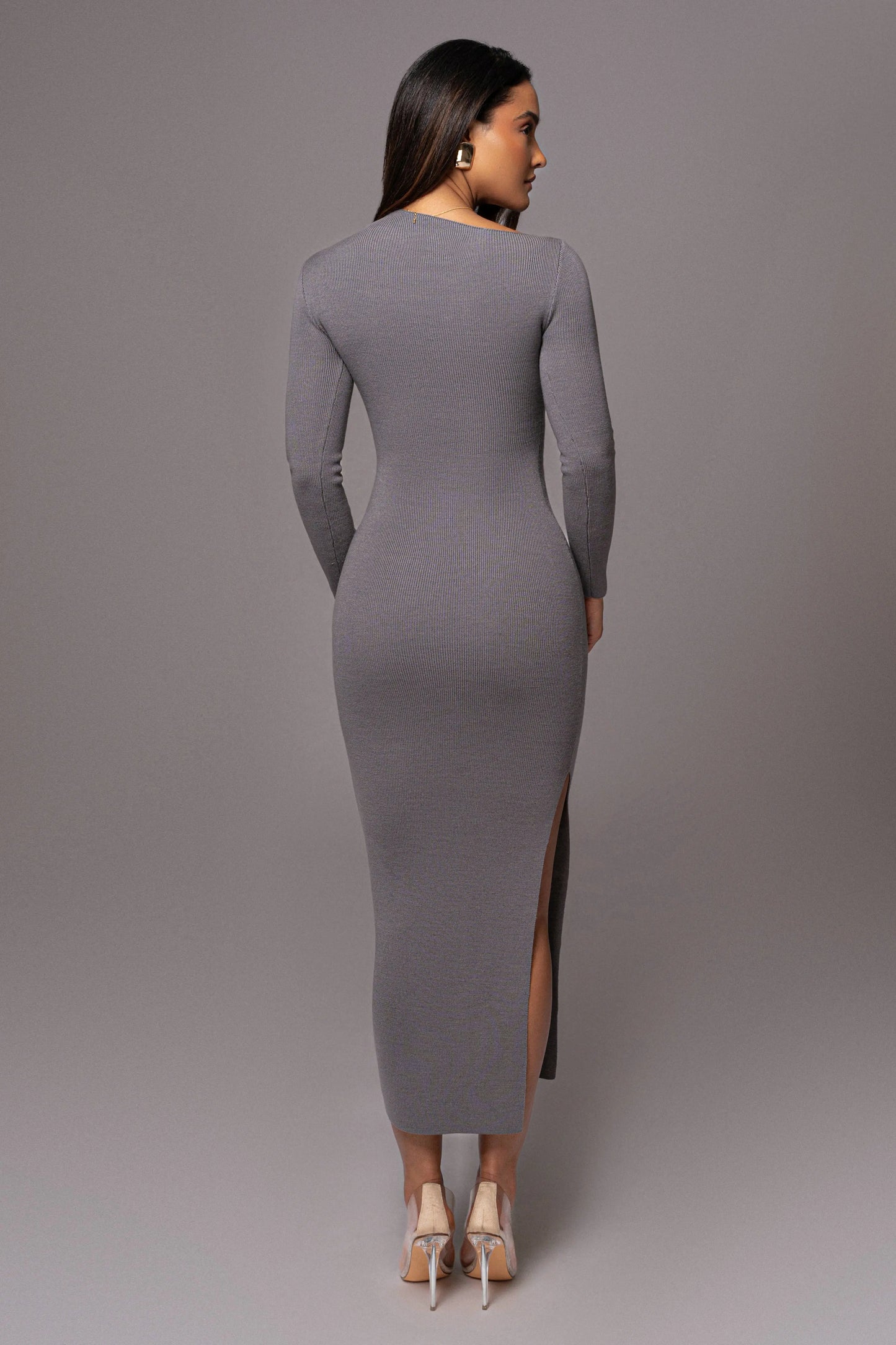 Grey Meant To Be Knit Maxi Dress JLUXLABEL